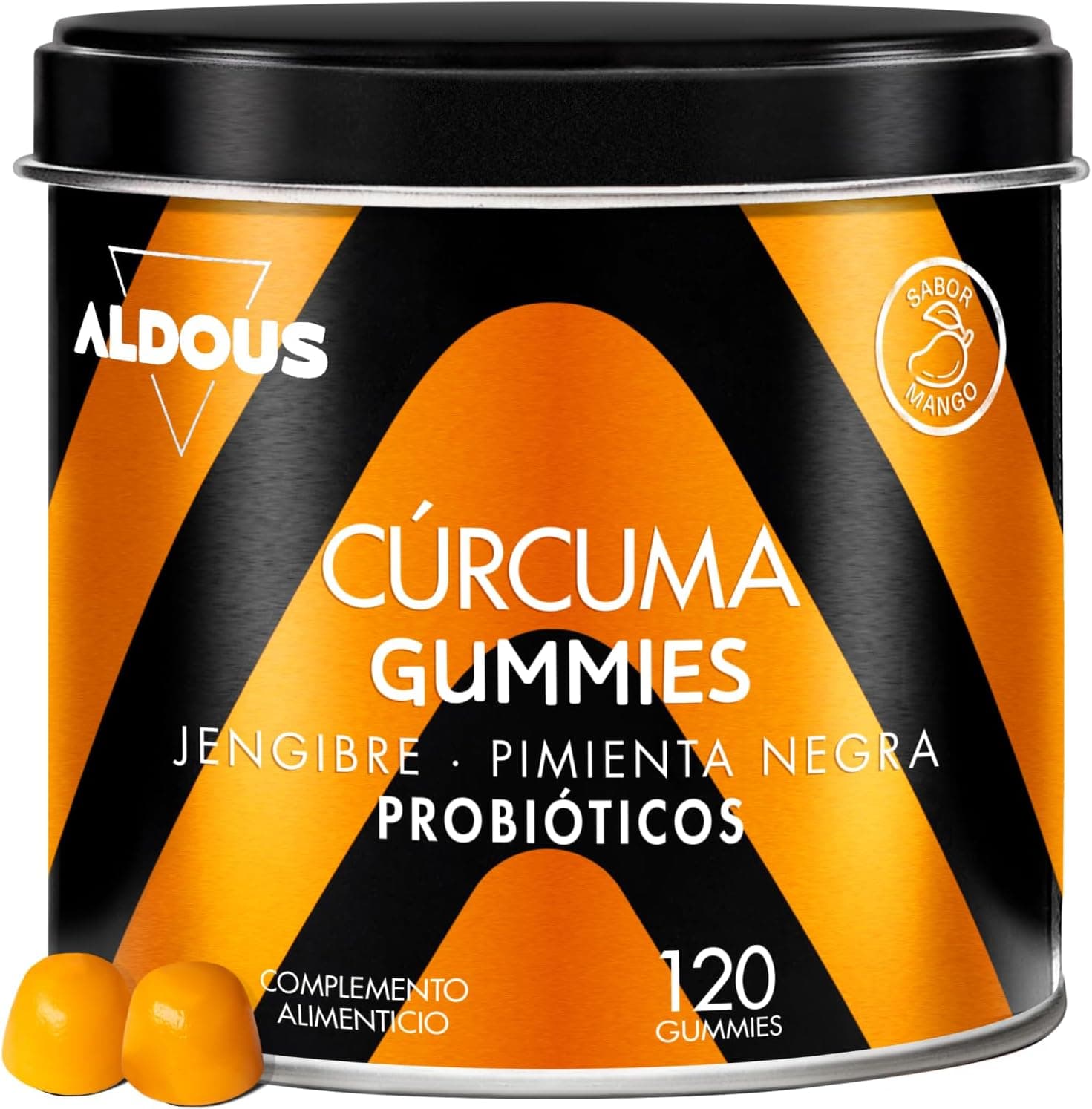Curcuma + Jengibre y Pimienta Negra - 120 gominolas - PROBIÓTICOS Curcumina