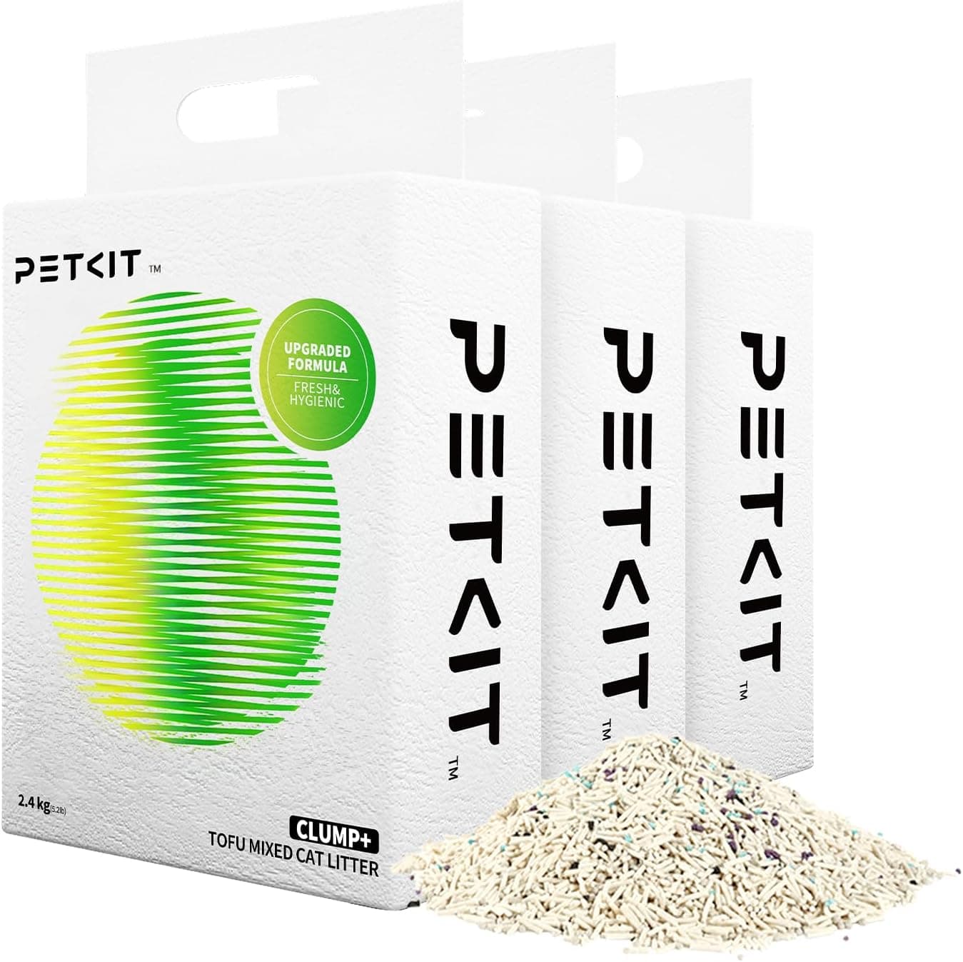 PETKIT Arena para gatos 5 en 1, lavable, sin olor, con carbón activo, extremadamente absorbente y rápido secado (3 bolsas de 2,4 kg/bolsa)
