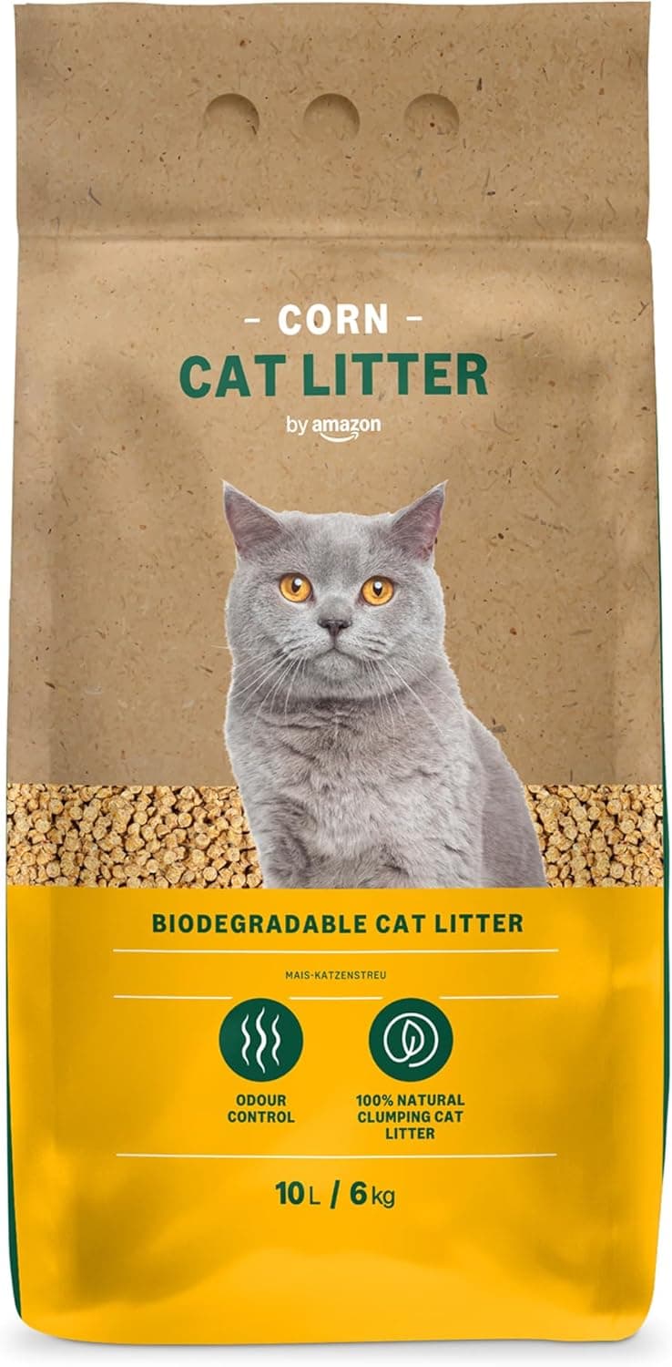 by Amazon, Arena para Gatos Clumping Corn, 10 L (paquete de 1) (anteriormente una marca de Lifelong, el mismo producto)