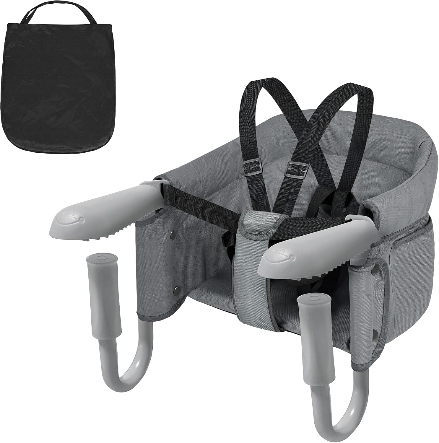 UISEBRT Asiento de mesa plegable para bebé, silla alta para bebé, elevador de asiento para niños con pinzas antideslizantes y cinturón de seguridad, trona portátil para niños, silla de viaje para casa