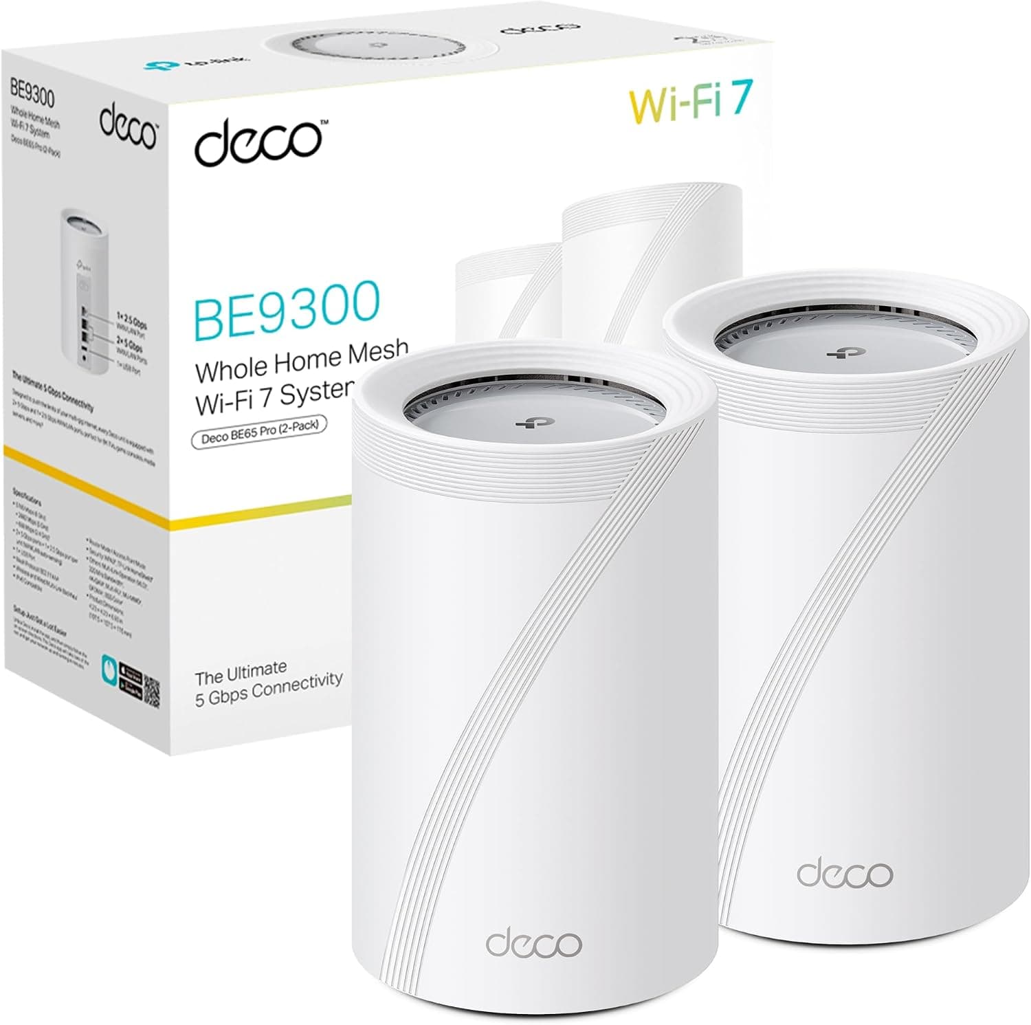 TP-Link Deco BE65 Pro(2-Pack)-Sistema WiFi 7 Mesh, BE9300, Tribanda, AI&VPN
