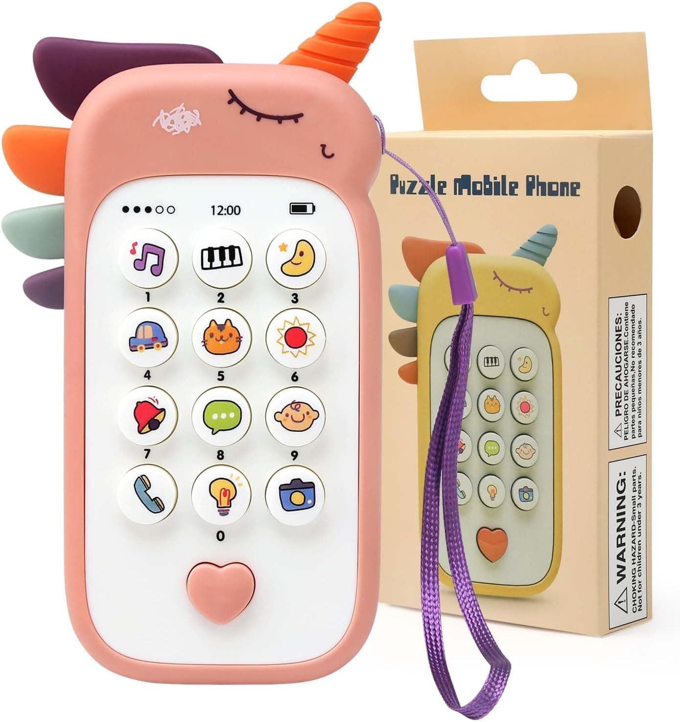 Juguetes Moviles para Bebes 18 Meses, Teléfono Juguete para Niños 2 3 4 Años, Interactivo Juguetes Musical para Niños 3 Años, Juguetes Educativos(Versión Inglesa)