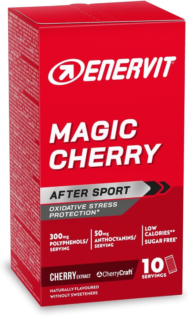 Enervit Magic Cherry, Suplemento con Extracto de Cereza, Antioxidante, Para la Recuperación Muscular y Esfuerzos Intensos, 300mg de Polifenoles, 50mg de Antocianinas, Sin Azúcar, Vegano, 10 Sobres