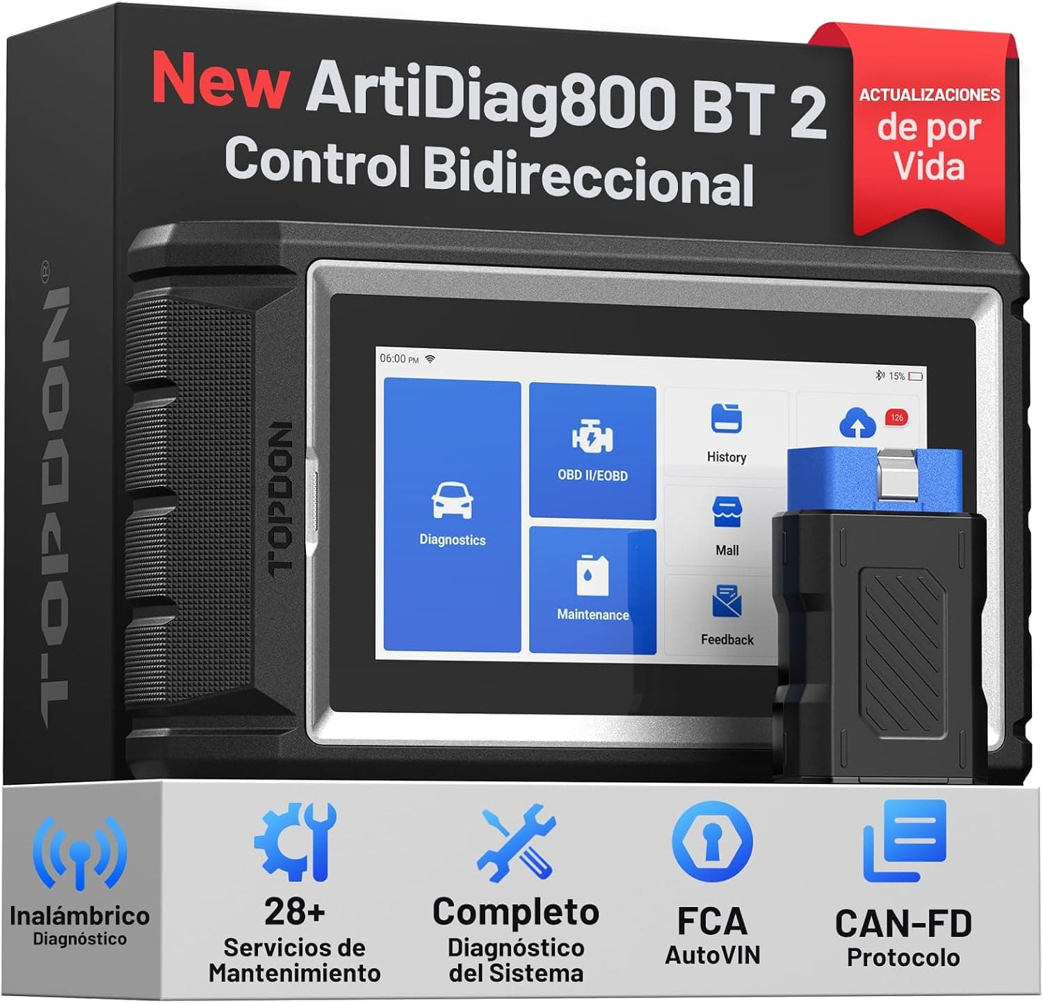 TOPDON AD800BT2 Herramienta de Diagnóstico,Bidireccional,Todos los Sistema