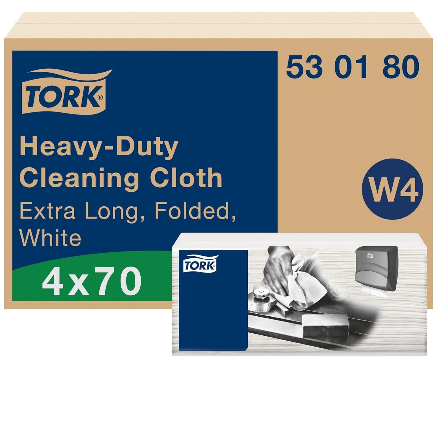 Tork Toallitas de limpieza multiusos extra fuertes blanco W4, 4 × 70 toallitas, 530180