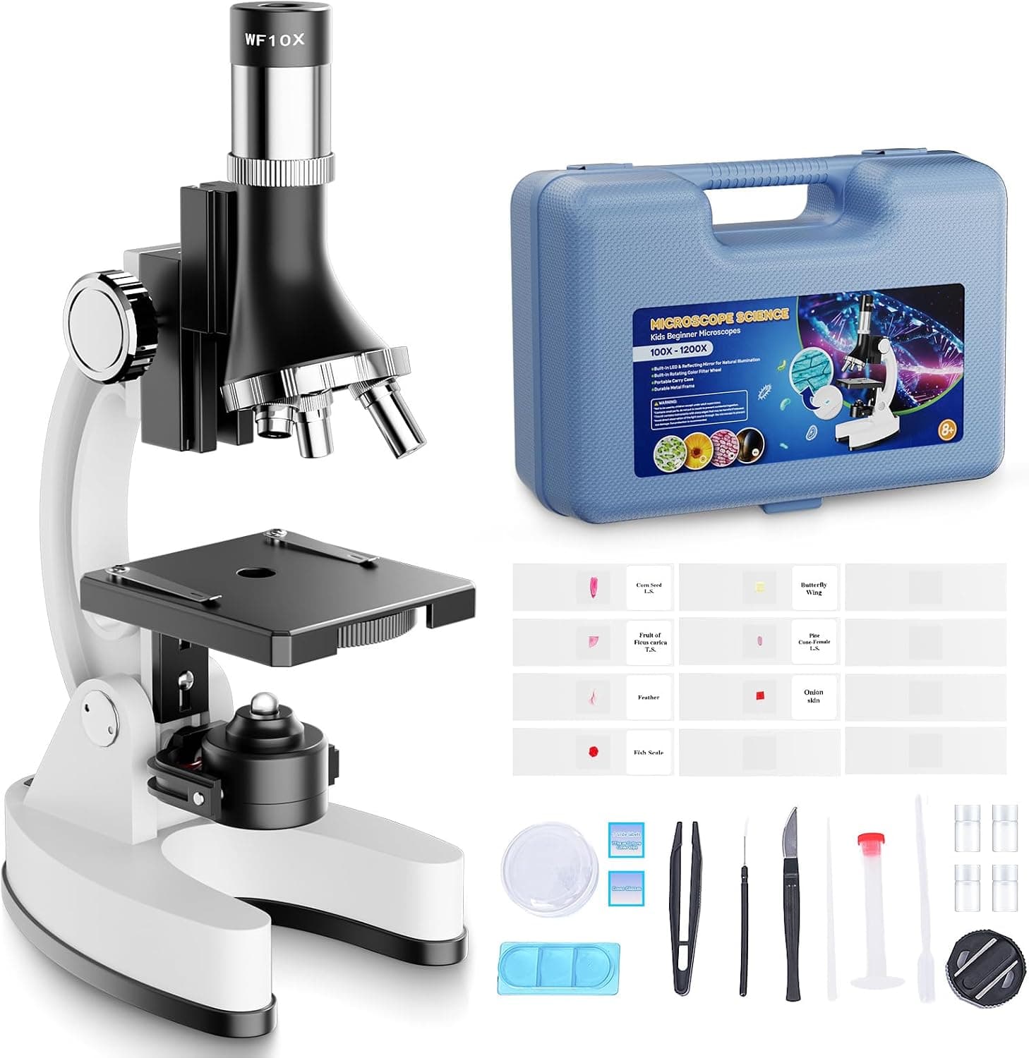 Juego Microscopio Profesional para Niños 100X-1200X: Microscopio Infantil