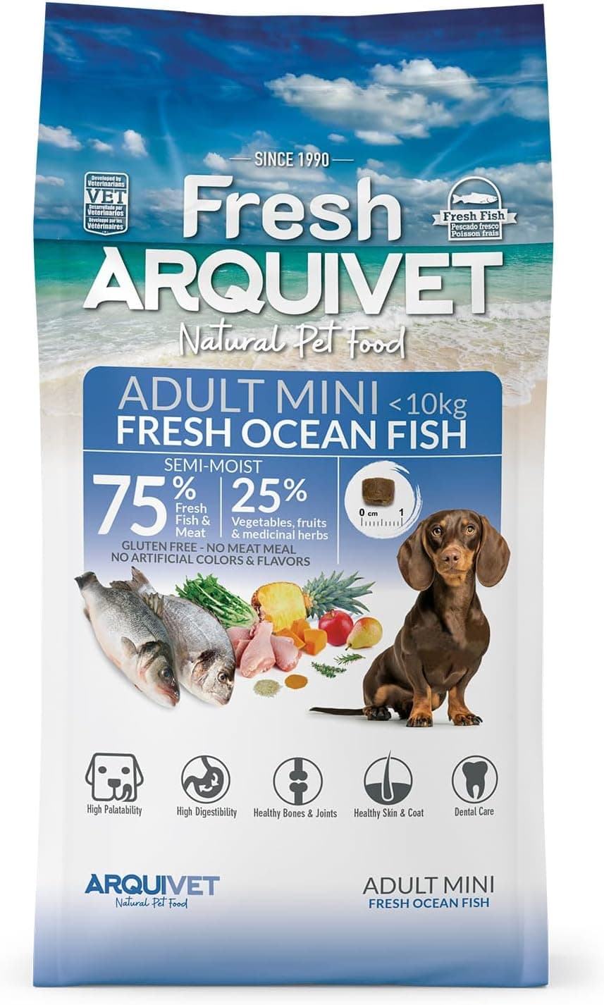 Arquivet Fresh Mini Ocean Fish - Pescado oceánico Fresco - Pienso semihúmedo para Perros de Raza pequeña - 1Kg