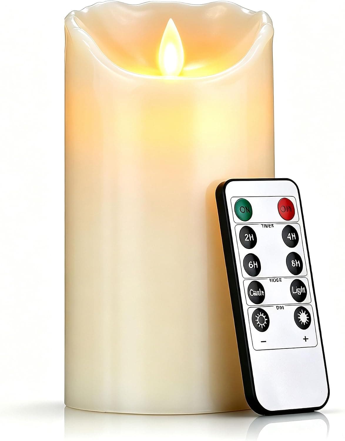 Vela LED de Cera de Parafina Natural 8x15cm, Llama Oscilante Ultra Realista, Vela Eléctrica Sin Humo con Mando a Distancia, Funciona con 2 Pilas AA (Pilas No Incluidas) para Decoración Hogar y Eventos