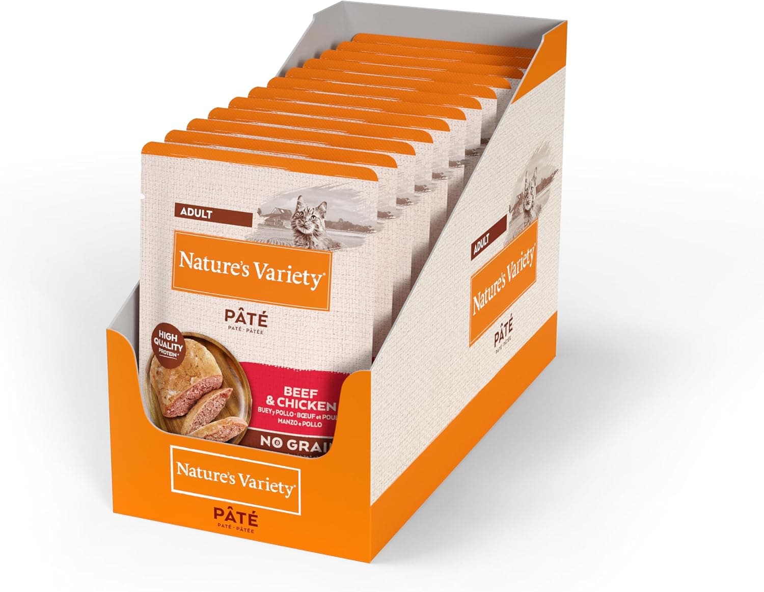 Nature's Variety Original No Grain - Paté para Gatos Adultos con Buey y Pollo - Caja 12 x 70 g