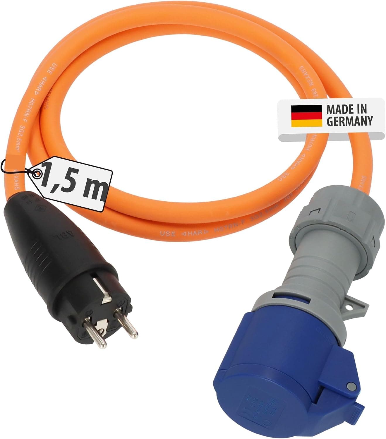 Brennenstuhl Cable Adaptador para Camping con Enchufe con Toma de Tierra y Conector CEE con indicador LED de tensión (Cable de 1,5m, H07RN-F 3G2,5, 230V/16A, Uso en Exteriores IP44, Made in Germany)