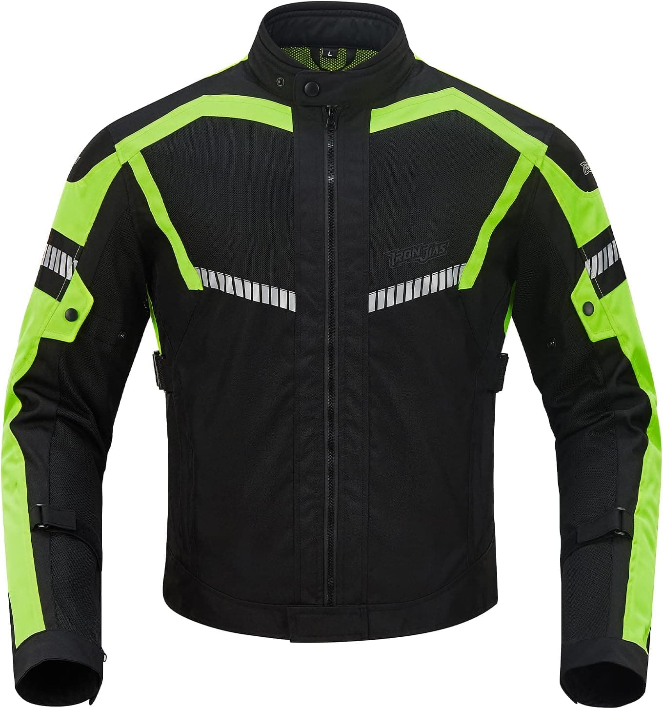 Chaqueta de Motocicleta de Moto para Verano para Hombre, Respirable Armadura Protección reflexión de Alto Brillo XL