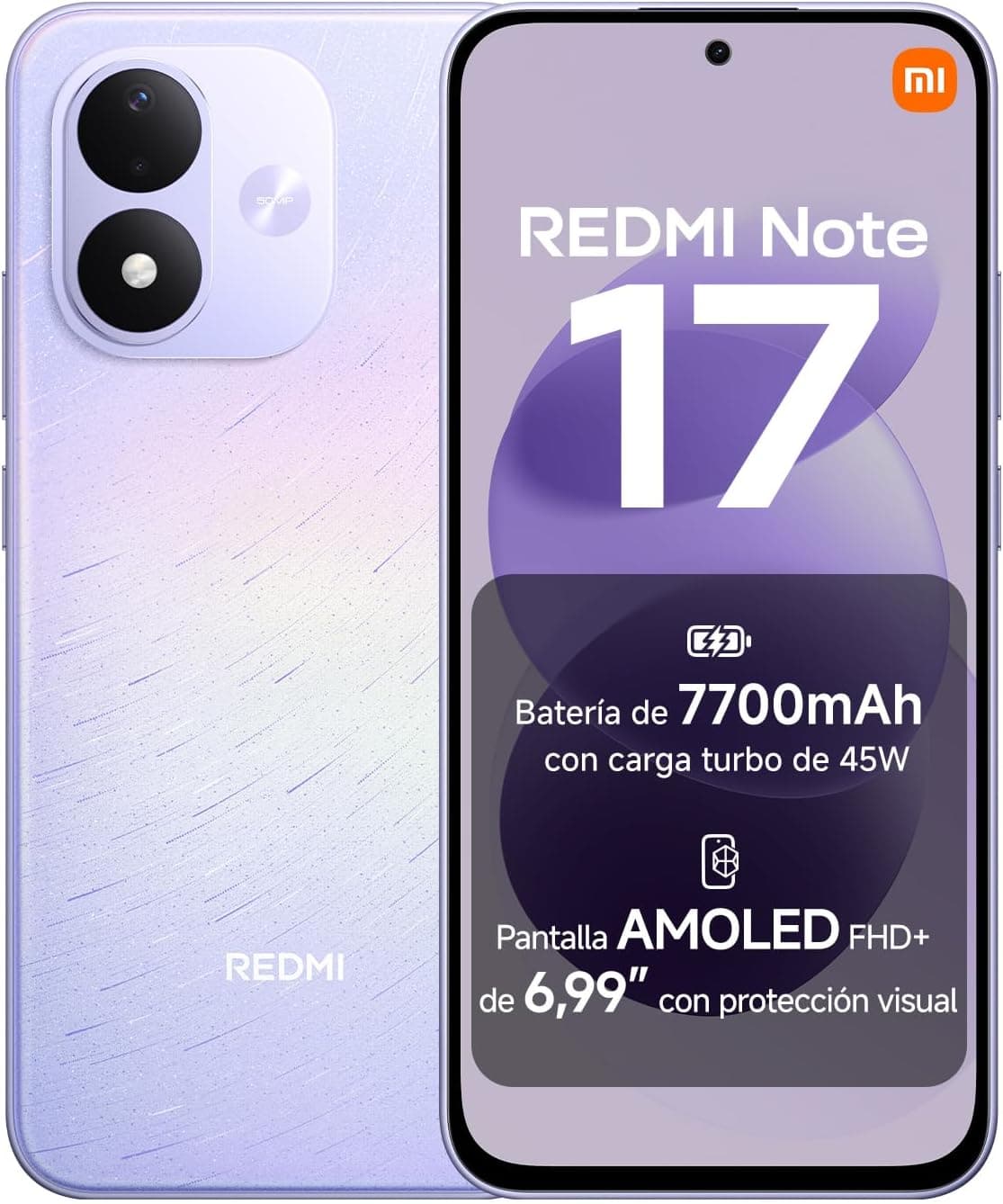 REDMI Note 17, Smartphone 4+128GB, Morado Celestial, batería de 7700mAh
