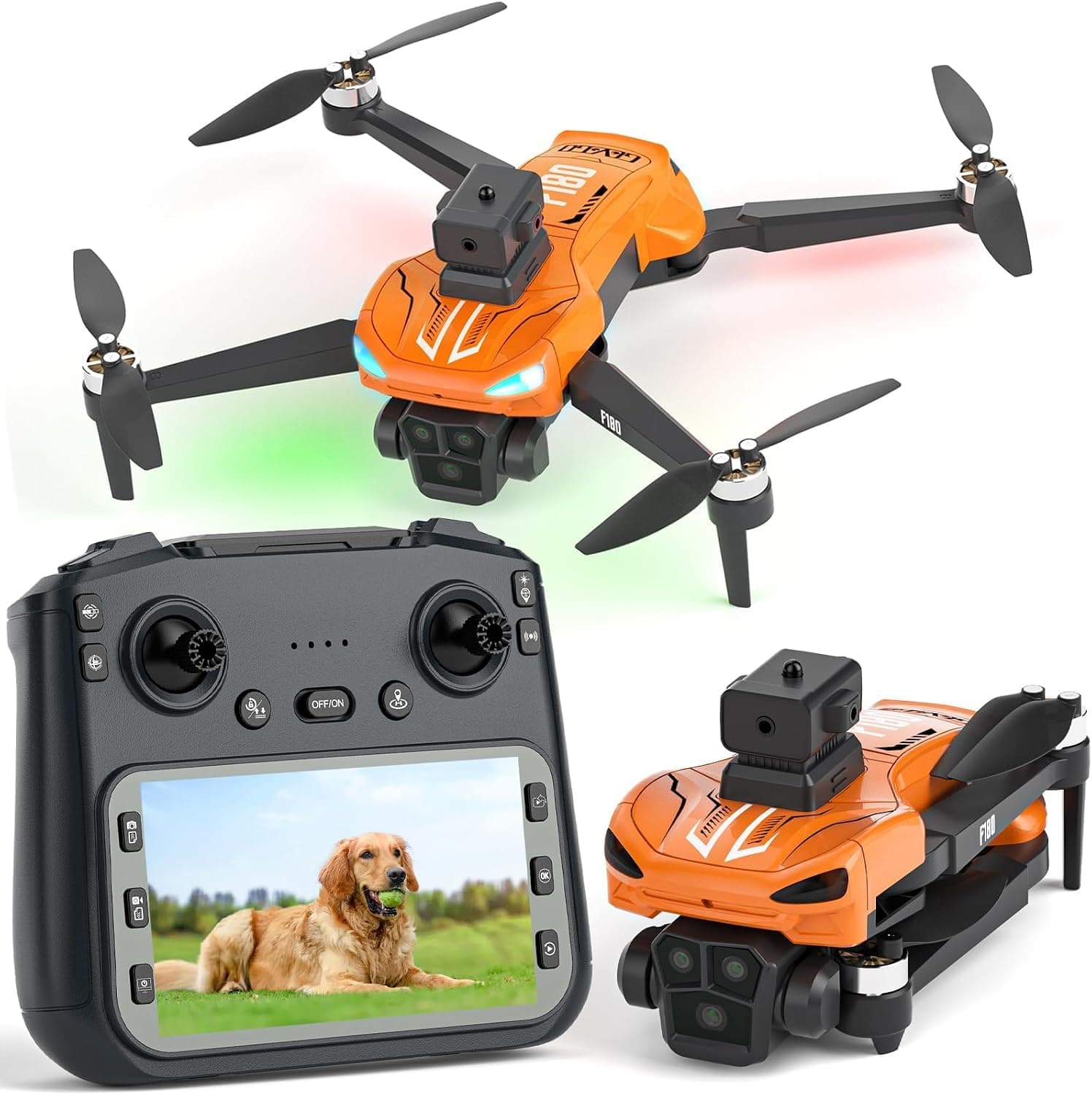 Dron GPS con Cámara 4K, Evitación Automática de Obstáculos, Quadcopter Plegable, Lente Ajustable 90°, 23 Min Autonomía con Pantalla Remota 4,5" para Principiantes, Niños y Adultos