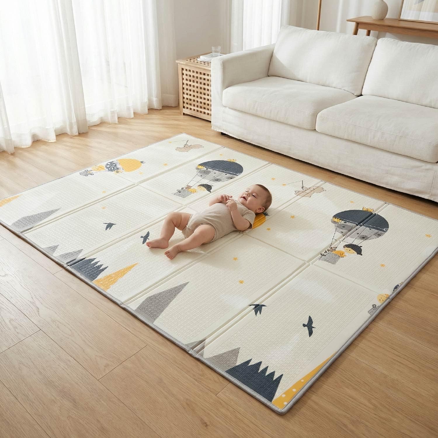 Alfombra Bebe Acolchada Plegable 180x150 cm | Tapete Actividades Bebe con Bolsa de Transporte | Colchoneta Suelo Reversible, Espuma XPE | Juegos Bebes Gateo