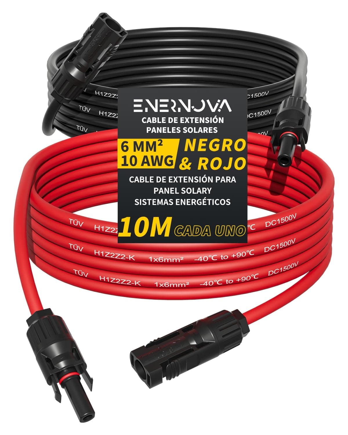 Cable Solar 4/6mm² con Conectores Autobloqueantes para Panel Fotovoltaico
