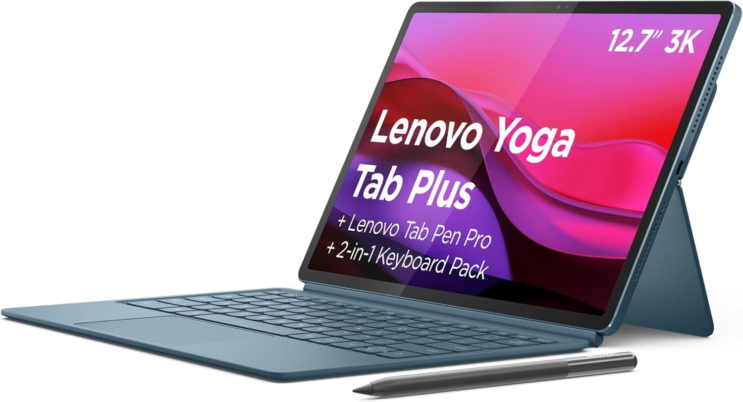Lenovo Yoga Tab Plus – Tablet IA 12.7" 3K (Qualcomm Snapdragon 8 Gen 3, 16 GB RAM, 256 GB UFS 4.0, 144 Hz, Wi-Fi 7, Bluetooth 5.4, Android 14) Tidal Teal - Incluye Teclado + Pen