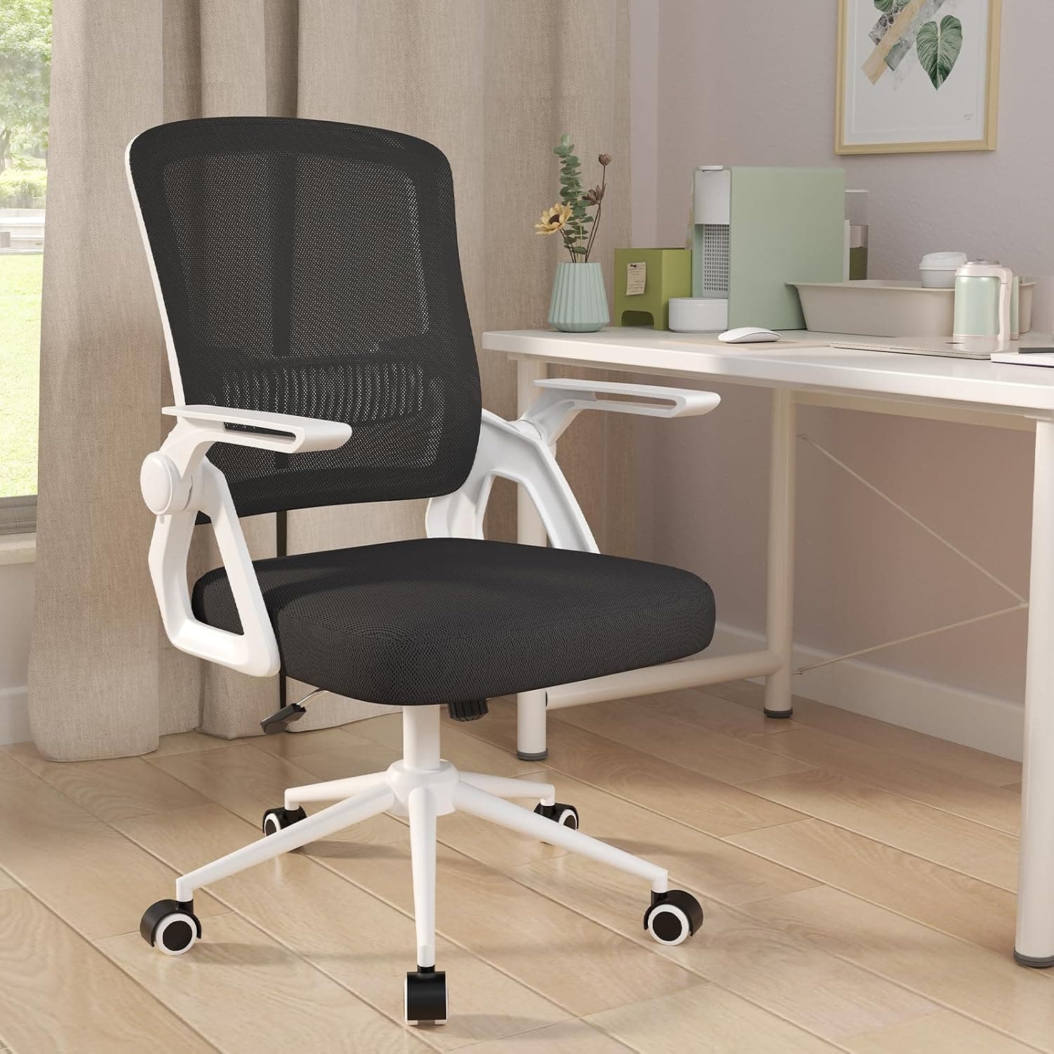 naspaluro Silla Escritorio Ergonómica Negro Blanco para Hogar y Oficina