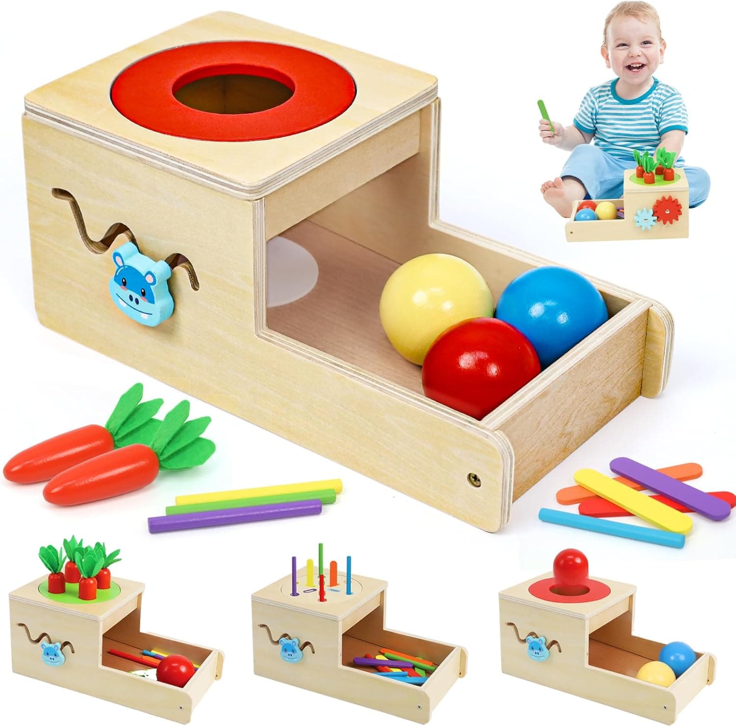 LZDMY Juguetes Montessori para Niños 1 Año, 6 En 1 Juguete de Madera Bebé