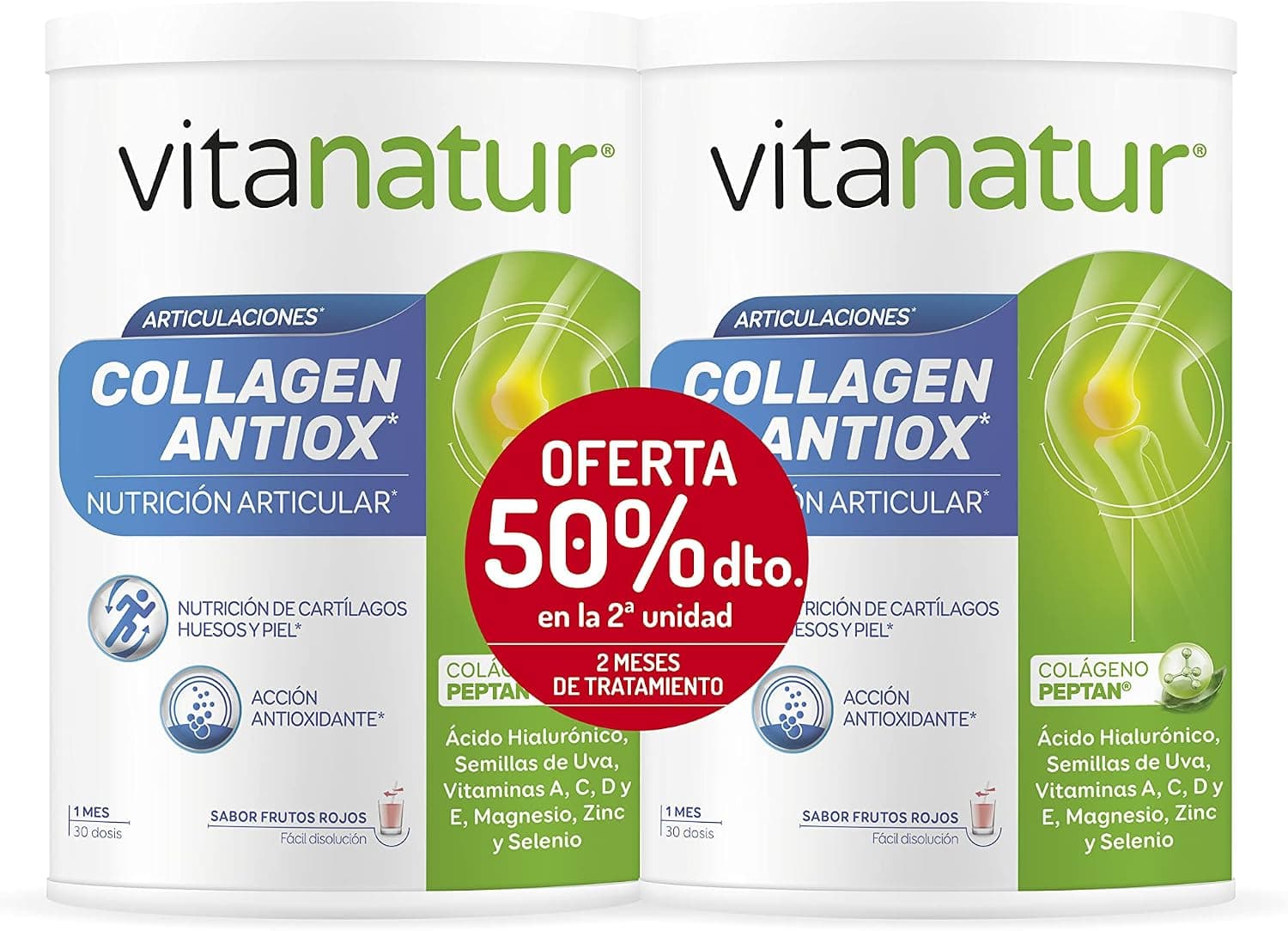 Vitanatur - Collagen Antiox, Complemento Alimenticio con Colágeno, 2x360 g
