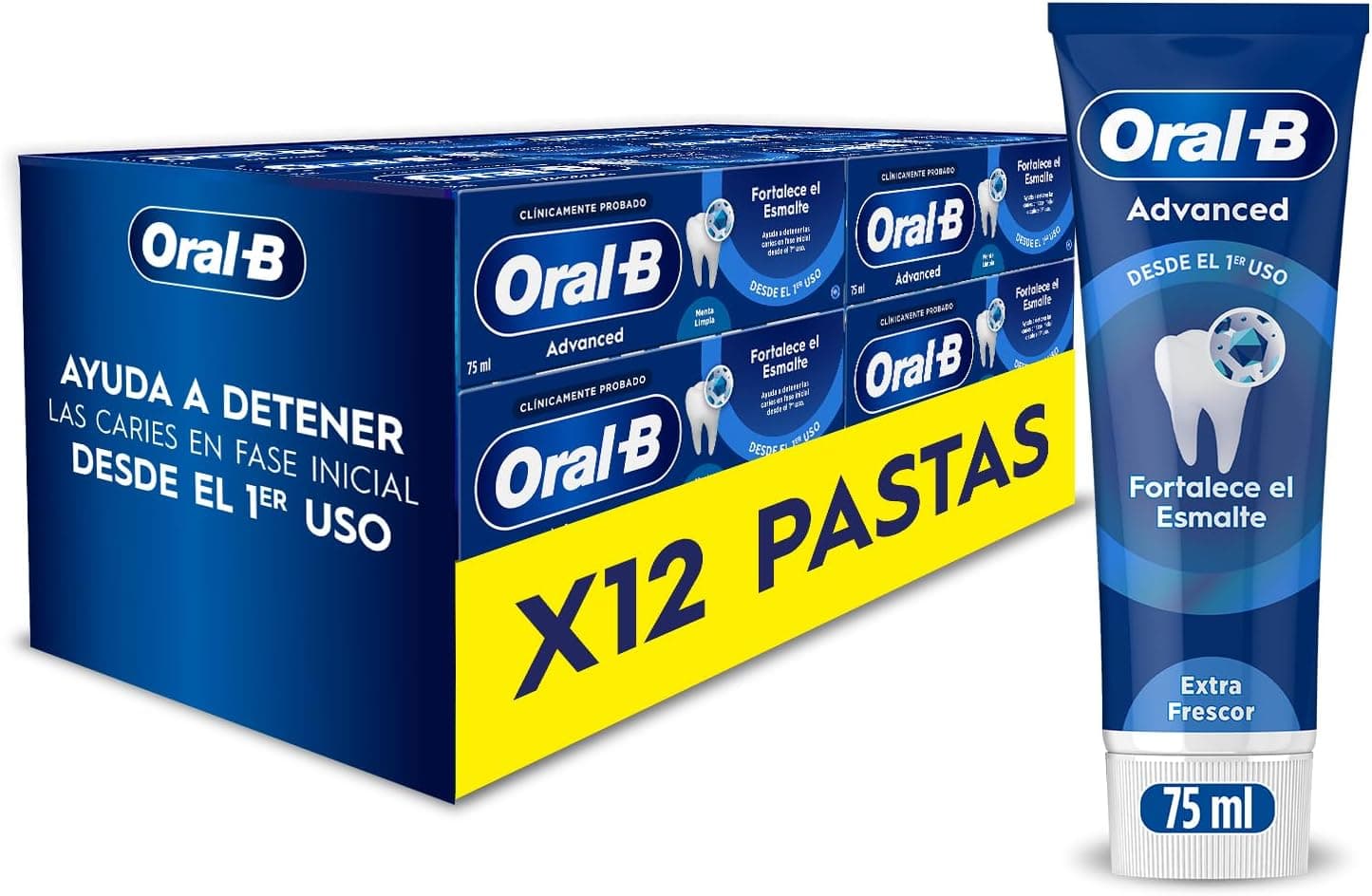 Oral-B Advanced Fortalece El Esmalte Pasta de Dientes, Pack 12x75 ml