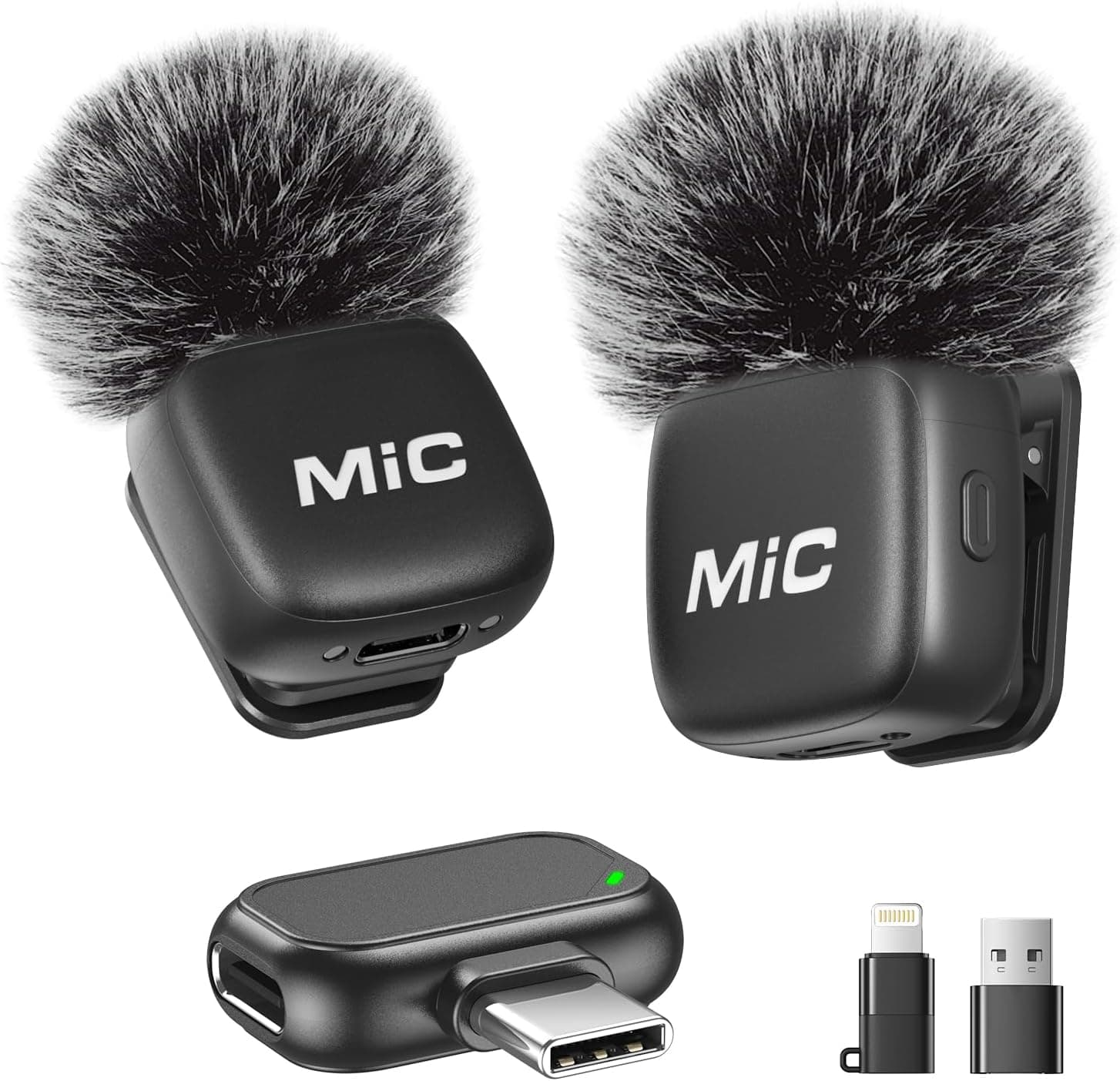 Micrófono Lavalier Inalámbrico 2 en 1 para iPhone y Android, Pack 2