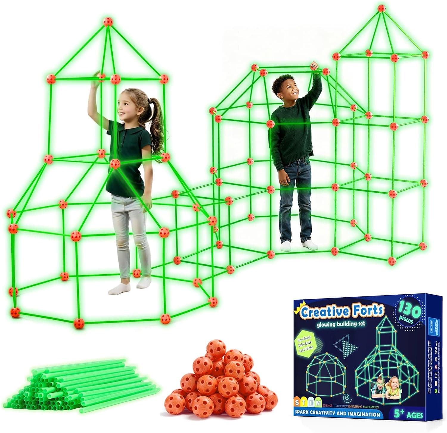 Tiny Land 130 Piezas Kit Construccion Fuertes - Brillan en La Oscuridad