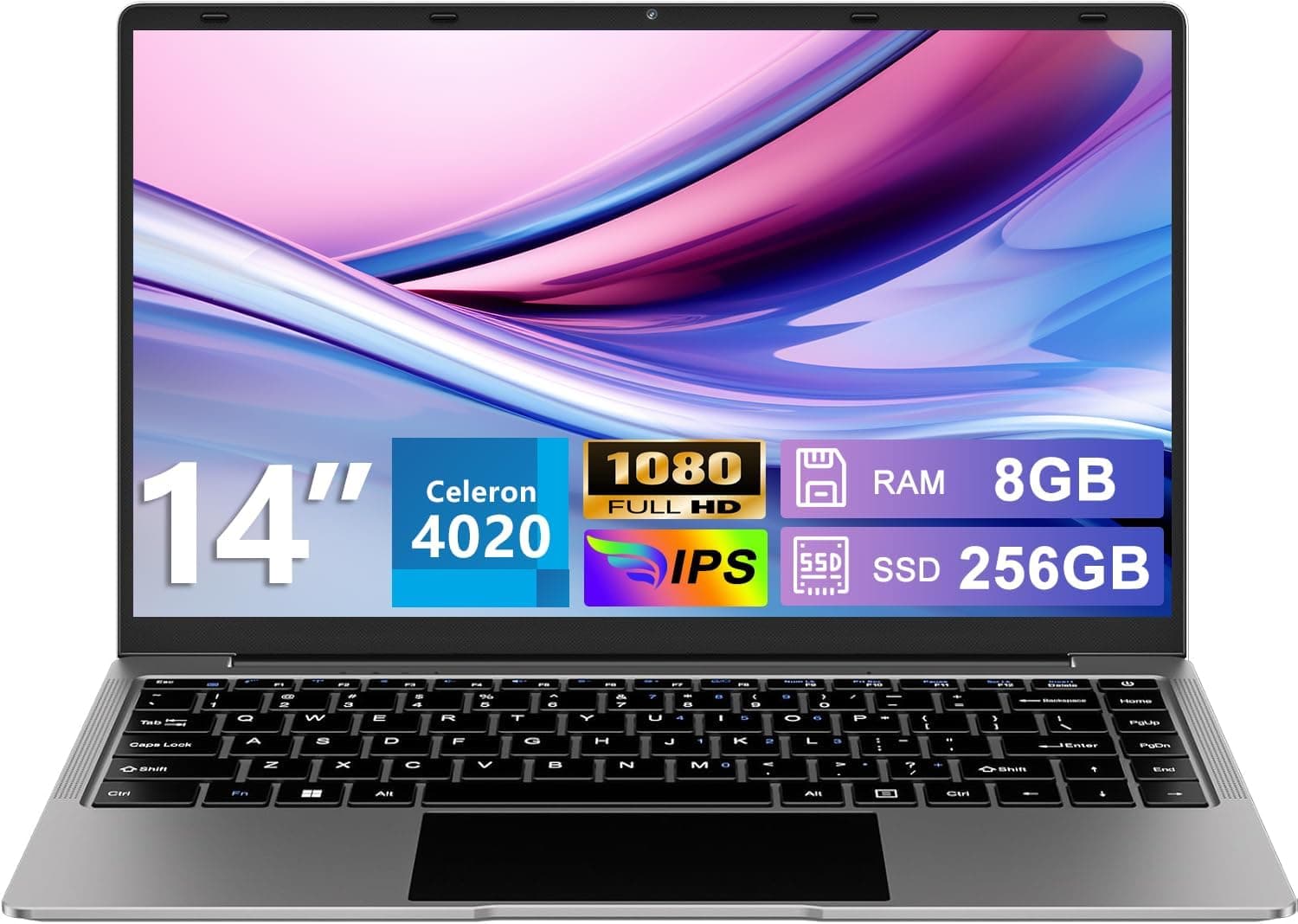 bvate 2026 Ordenador Portátil 14" Win11 8GB 256GB SSD - Gris