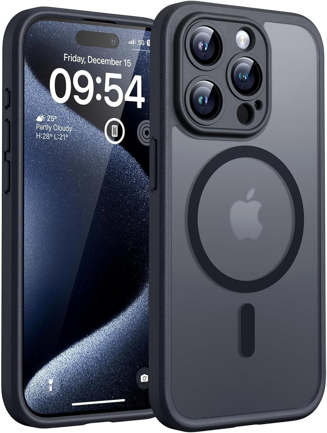 TOCOL Funda para iPhone 15 Pro, Compatible con MagSafe, Titanio Negro