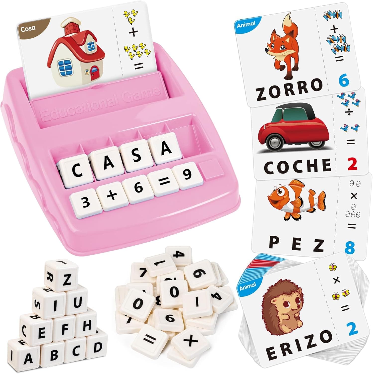 Joozmui Juegos Educativos Niños 3-8 Años, Juguetes Niños 3-9 Años Regalo Niña 3-10 Año Juegos para Niño Aprender a Leer Scrabble Español Deletreo Montessori Juguetes Niña