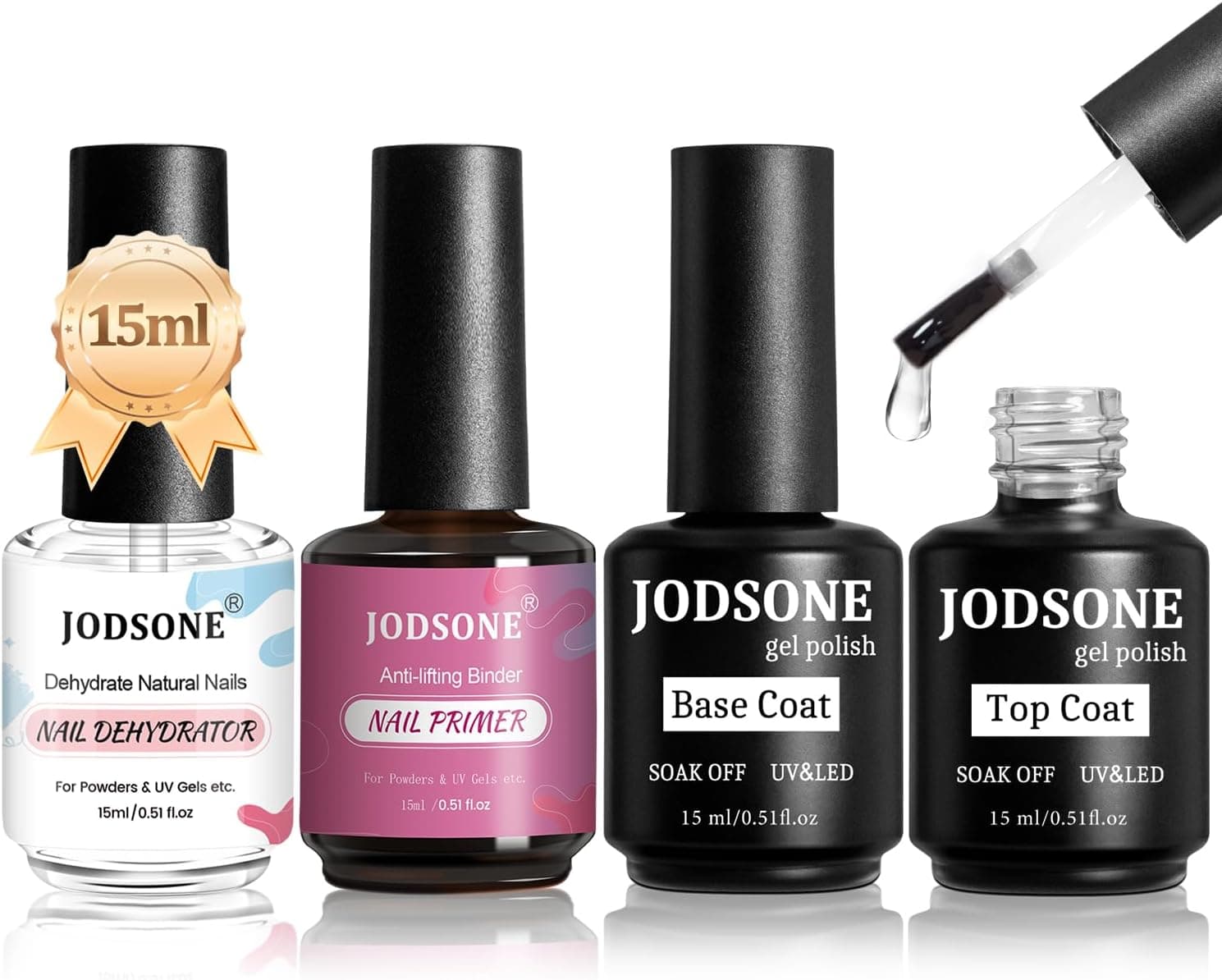 JODSONE 15ML Deshidratador de Uñas Primer base y top coat semipermanente Superficie Brillante Secado Rápido Duradero En Casa DIY Nail Salon Girl Gift keep Nail Art Design Larga Duración