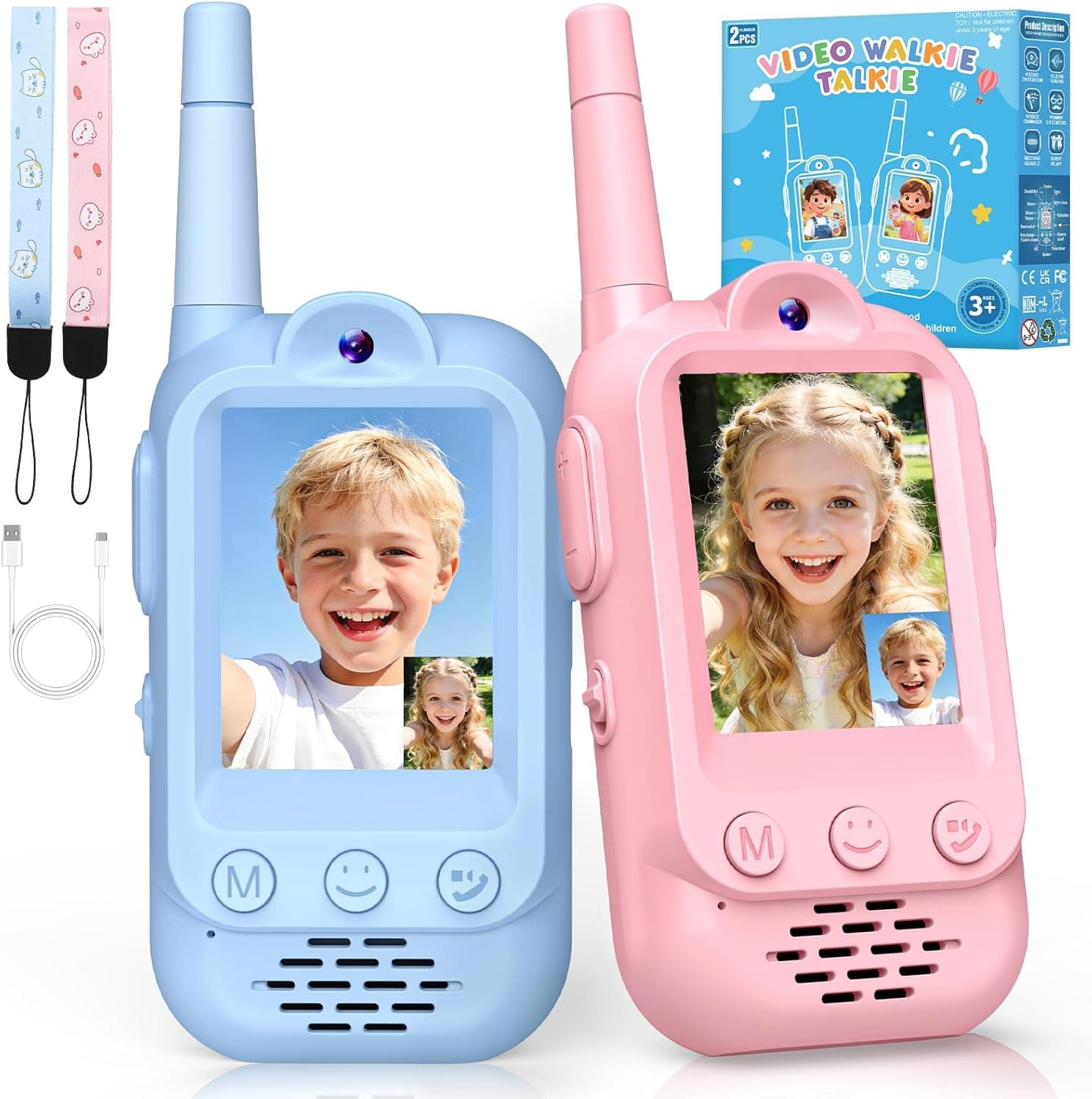 iKidiki Regalo Niñas Niños 3 4 5 6 7 8 Años, Juguetes Niño 3-8 Años Vídeo Walkie Talkie Niñas Recargable Juegos Niños 3-8 Años Regalos Cumpleaños Juguetes Exterior para Niños