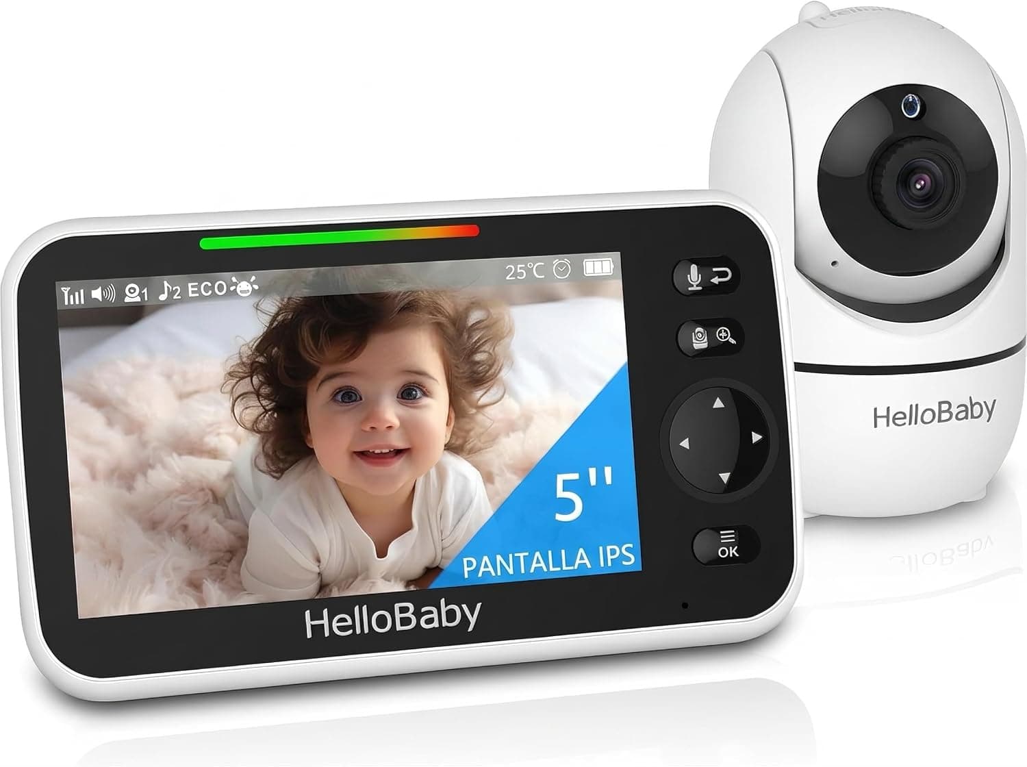 HelloBaby HB6550 Cámara Vigilancia Bebé sin WiFi, Vigilabebes con Cámara 5"