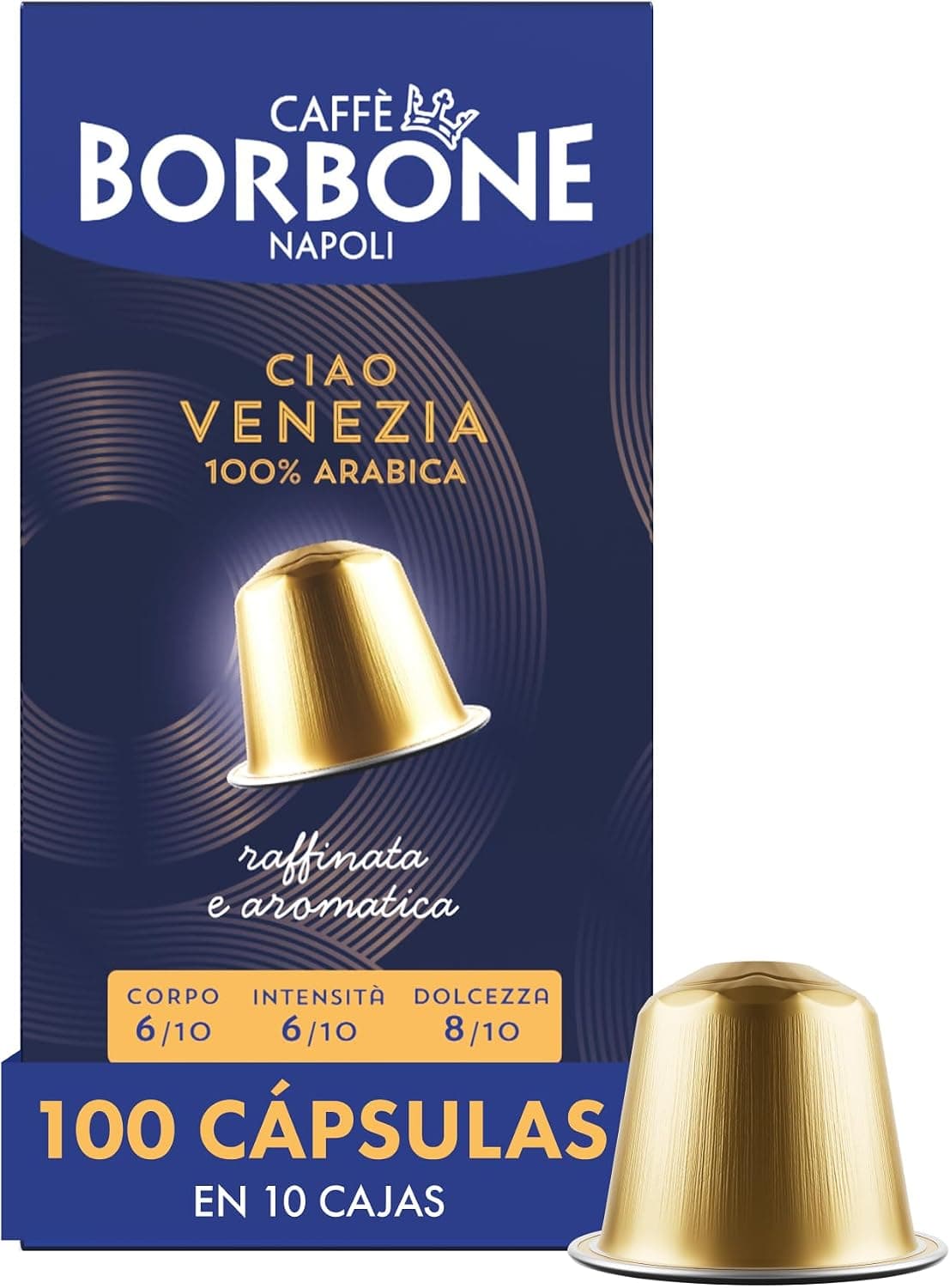 Caffè Borbone Mezcla de Café "Ciao Venezia" - 100 Cápsulas de Aluminio - Compatibles con Máquinas de Café Nespresso®* para uso doméstico
