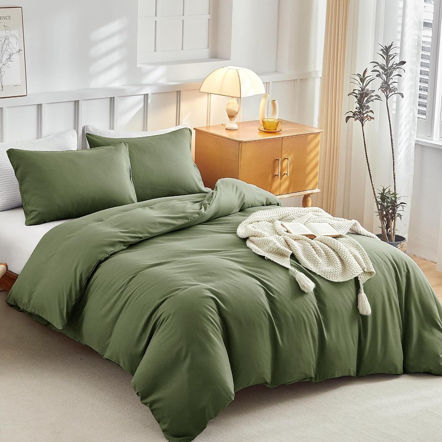 Tokokimo Funda Nordica Cama 135/150, Funda Nordica 220x240cm, Verde Militar