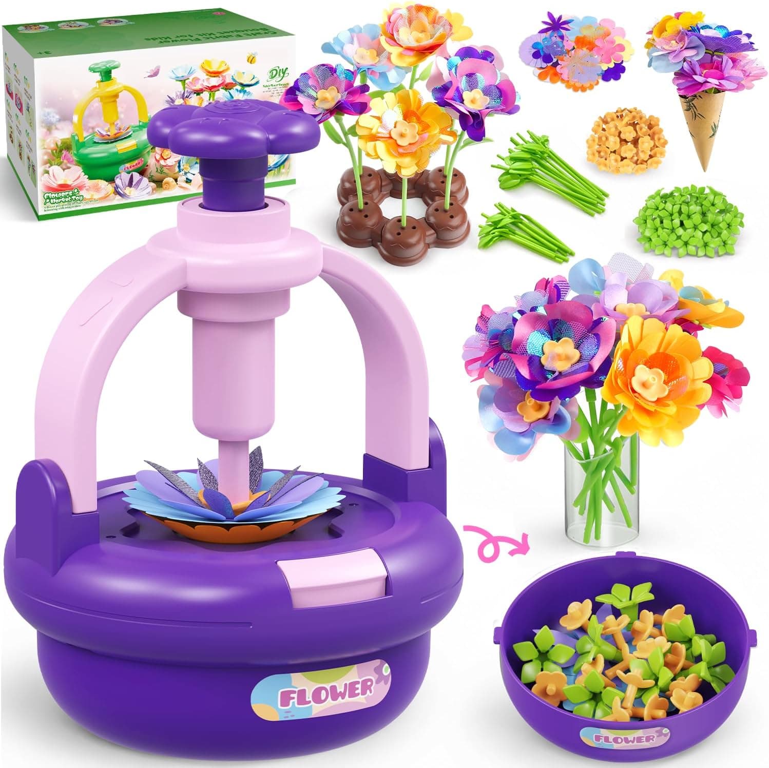 Fozcmisw Prensa Kit Manualidades Florales con Máquina para Niñas 4 5 6 7 8