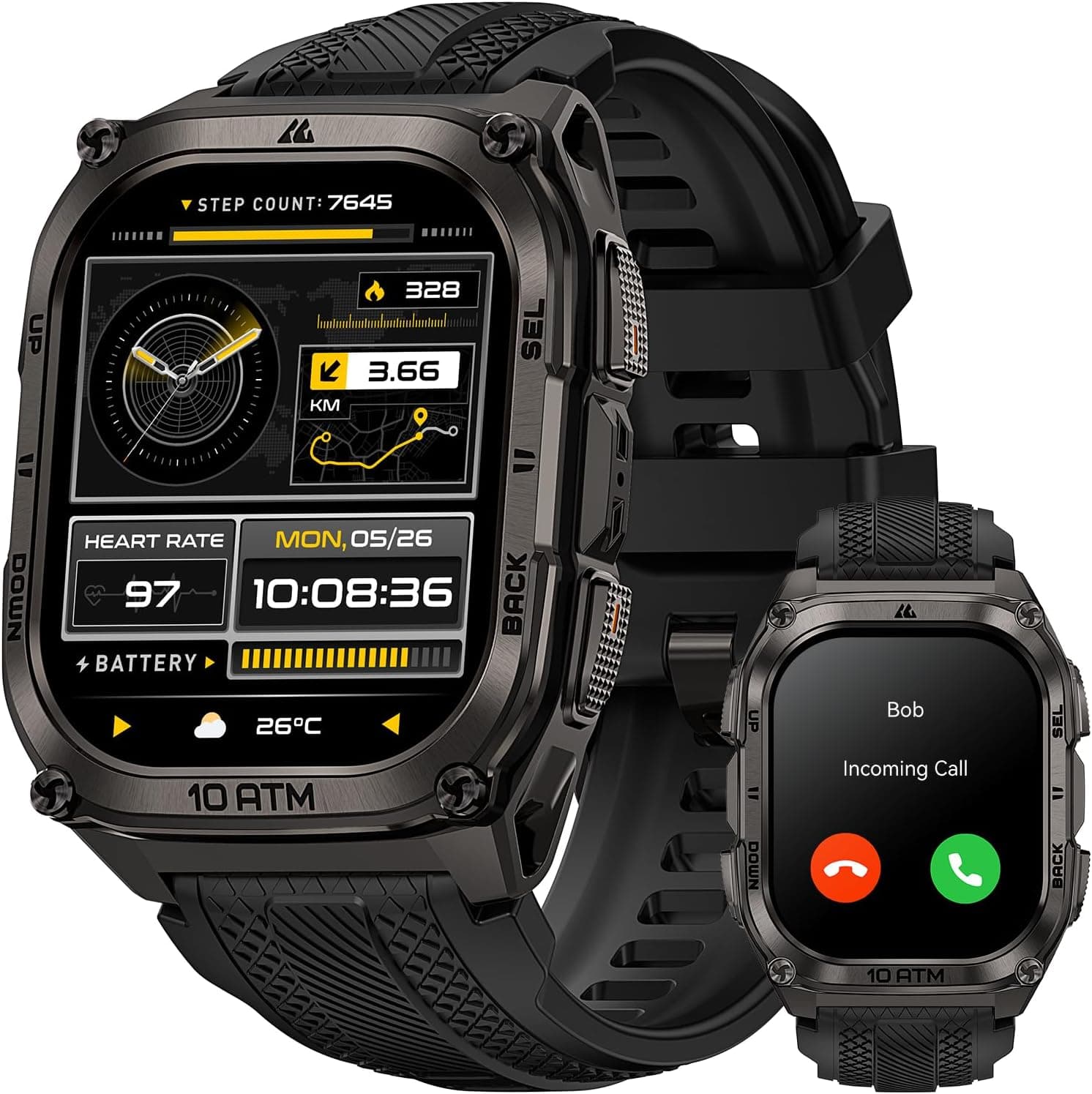 KOSPET Tank M4 Smartwatch Hombre con GPS, Mapas Offline, Navegación GPS, Reloj Inteligente Resistente, 10ATM e IP69K, Batería de Larga Duración, Monitorización de Salud 24/7