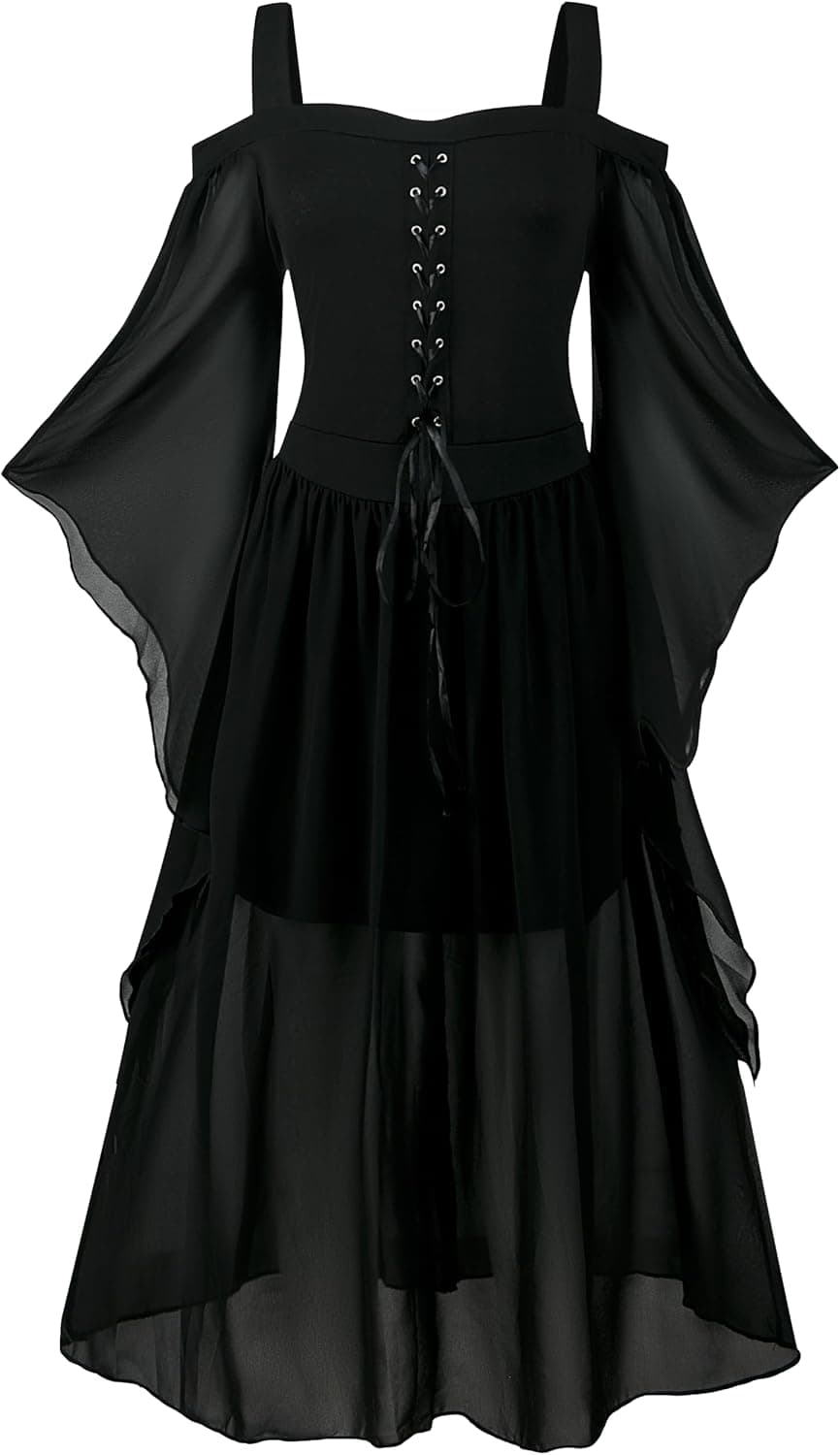 Disfraz renacentista para mujer, vestido medieval con mangas de trompeta, gótico, vestido maxi para carnaval, Halloween, fiesta