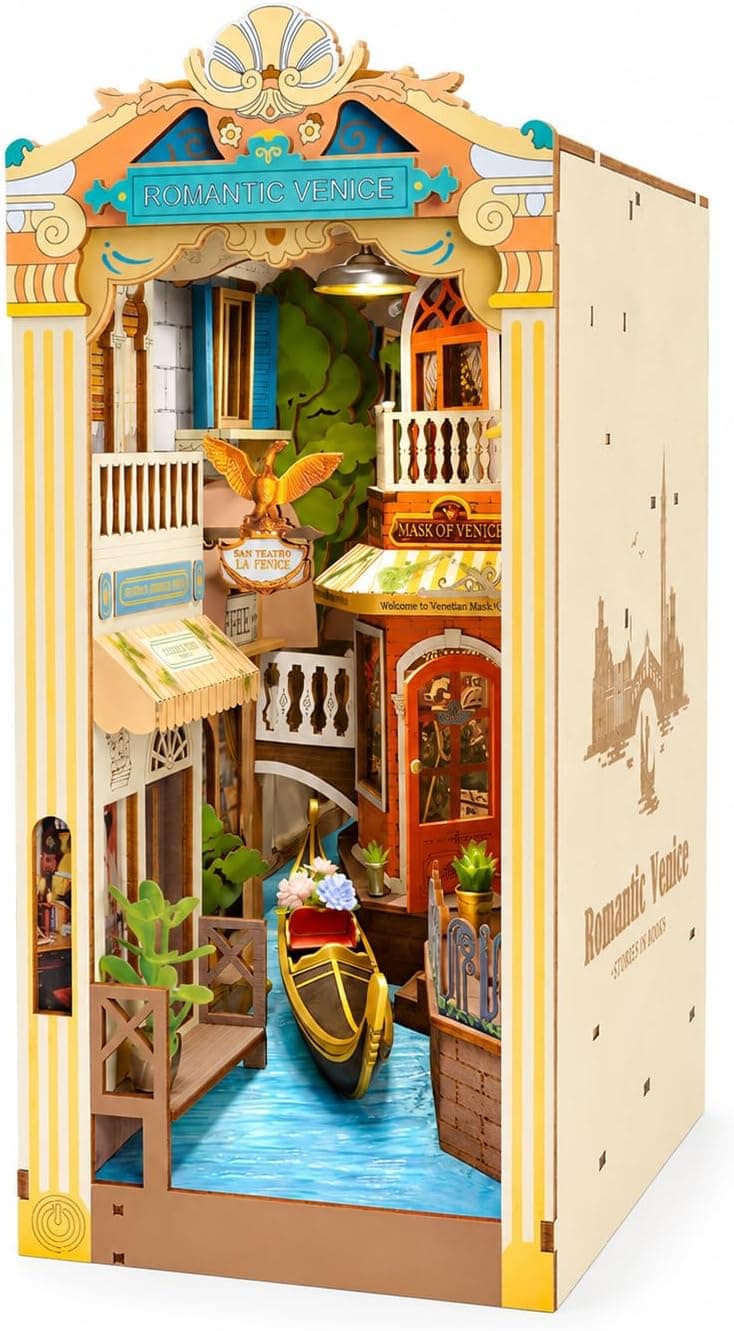 Rolife Book Nook Kit para Adultos Romántico Rincón de Libros Venecia Kit Diorama DIY Kit Casa Miniatura 3D Puzzle Estantería Puzzle Kit Diorama Decoración del Hogar Regalo de Cumpleaños
