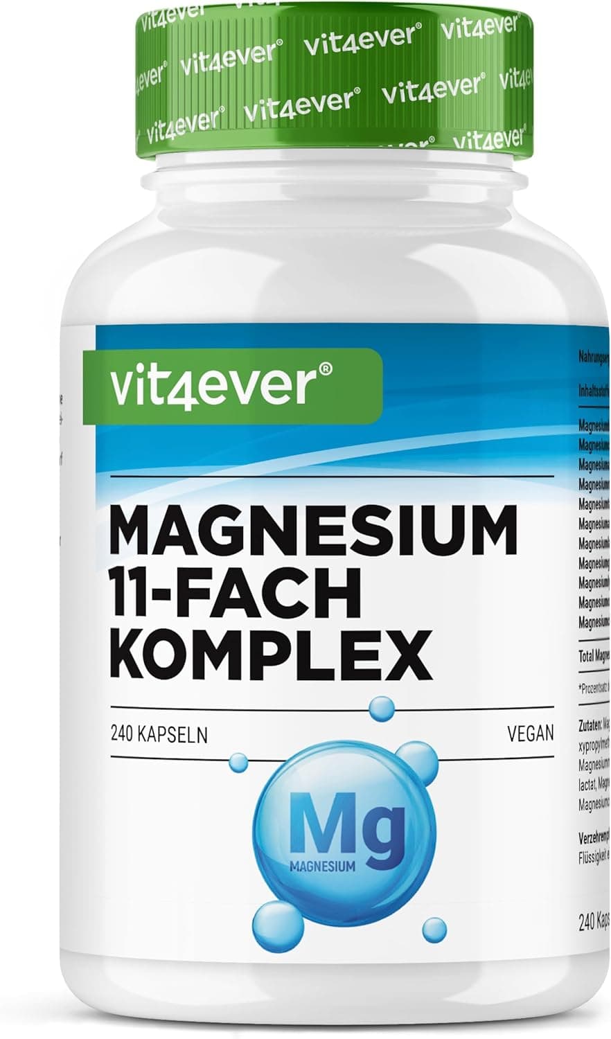 vit4ever Complejo de 11 Formas de Magnesio - 240 Cápsulas - Alta dosis