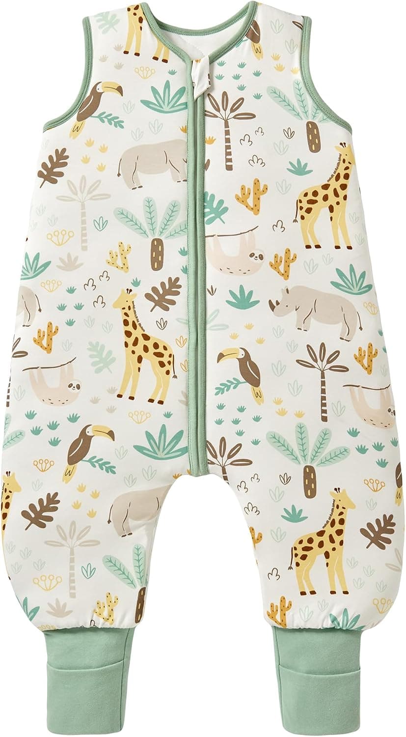 Saco de Dormir para bebé con pies, rayón súper Suave Hecho de bambú, Saco de Dormir de Fibra de bambú para niños, 2,5 TOG, Manta de Dormir para otoño e Invierno (Jirafa, 70 cm (6-18 Meses))