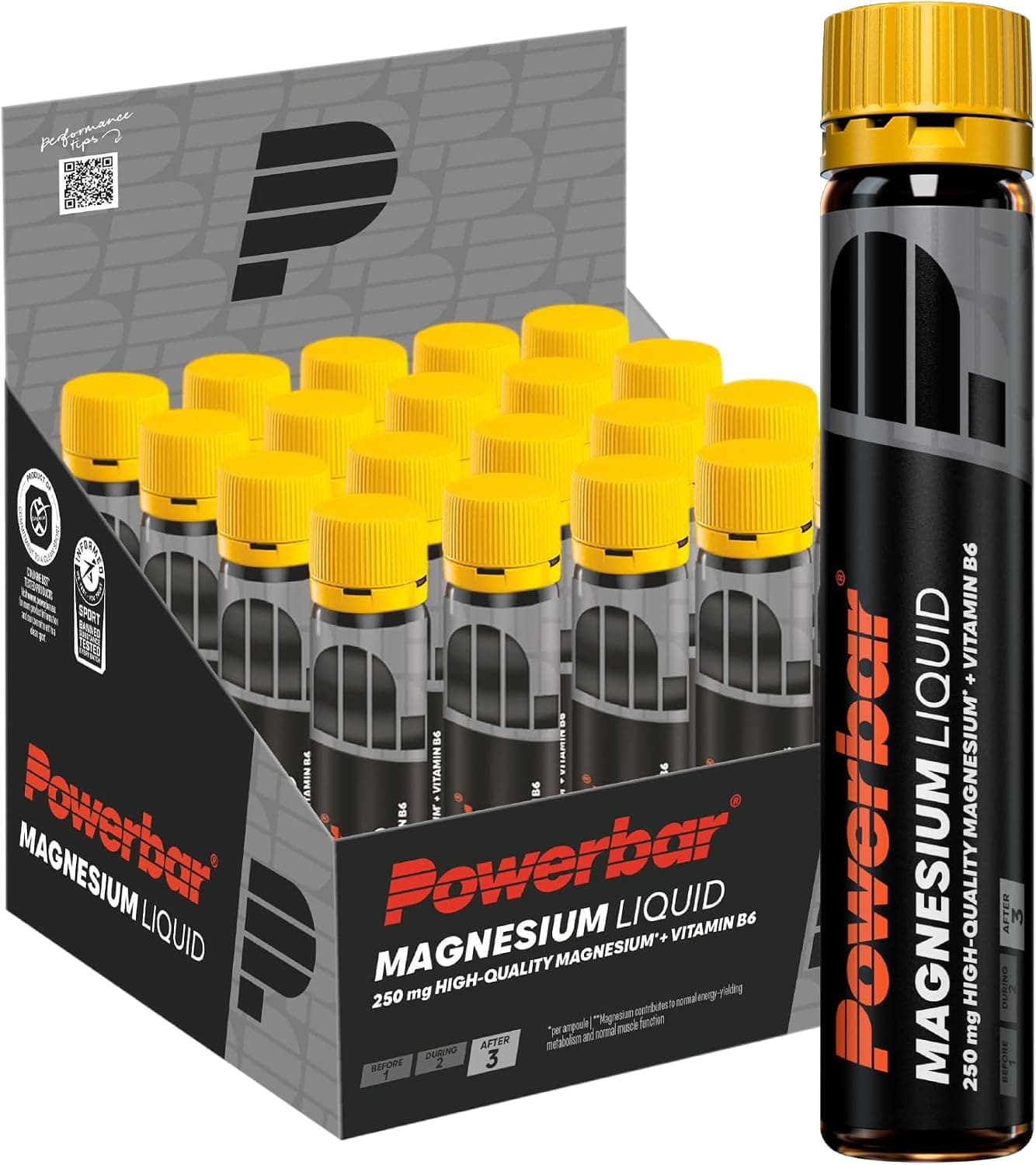 Powerbar - Black Line - Magnesium Liquid - 20x25ml - 250mg de magnesio - Vitamina B6