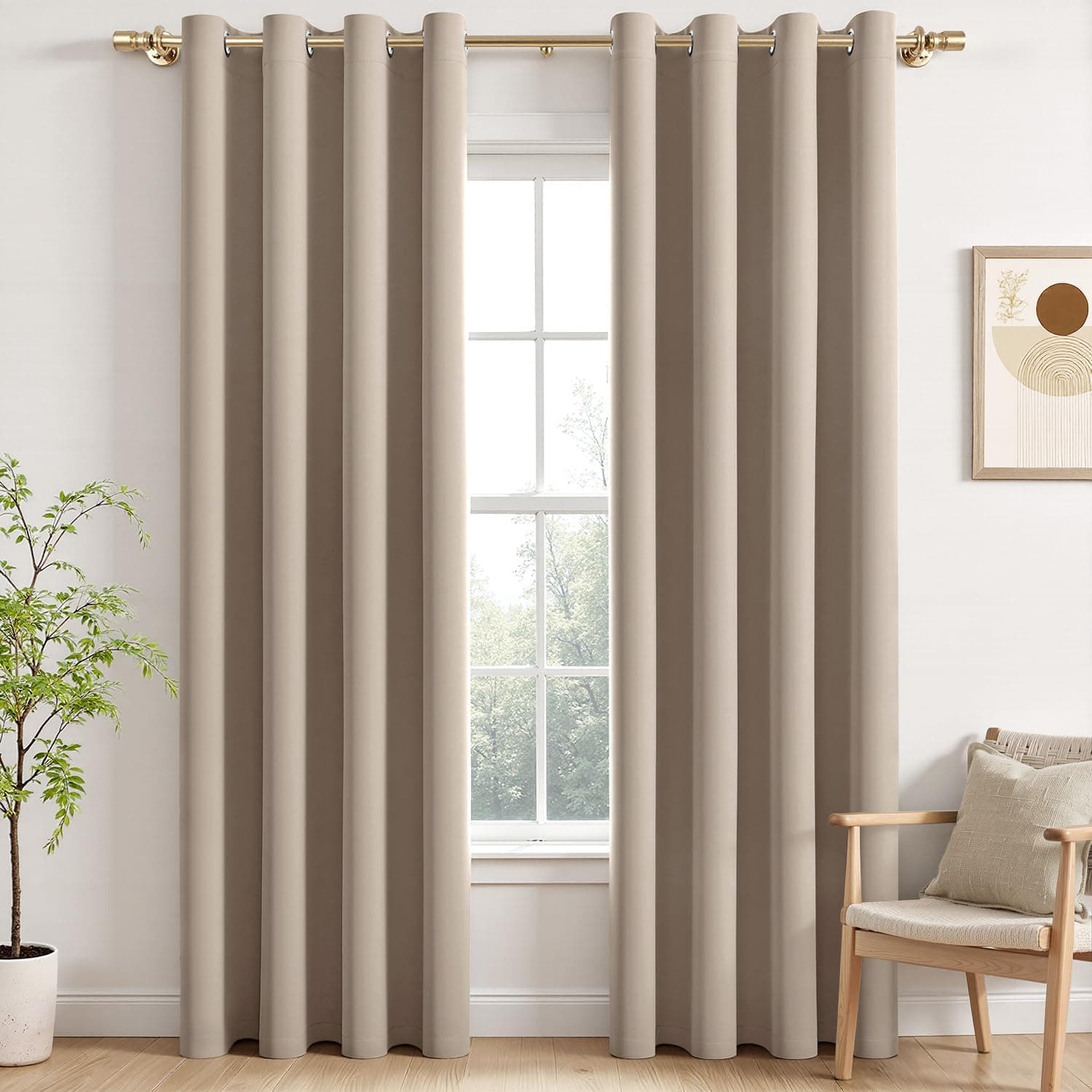 MIULEE Cortinas Opacas Termicas Ojales Salon Dormitorio 2Pz 140x200cm Taupe