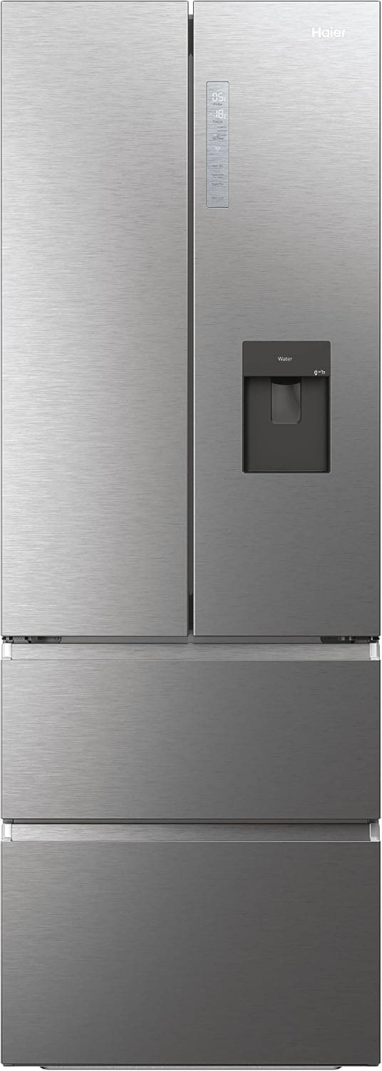 Haier FD 70 Series 7 HFW7720EWMP - Frigorífico con Dispensador de Agua, Conectividad WIFI, Puerta Francesa, Cajones Direct Access, Motor Inverter, Total No Frost, 477L, Ancho 70 cm, Alto 2 m, Inox