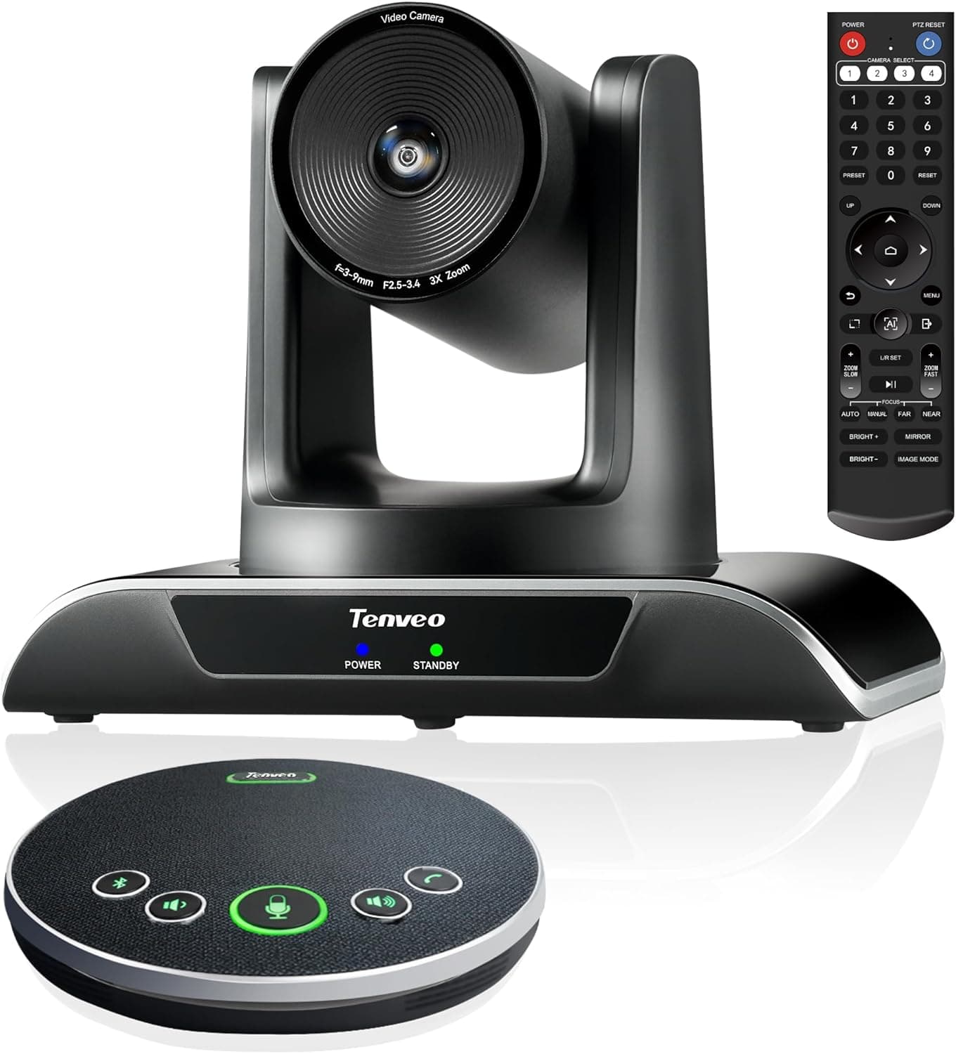 Tenveo Sistema de videoconferencia Cámara PTZ Zoom óptico 3X con Altavoz Bluetooth de Audio y Salida de vídeo USB3.0/HDMI para Sala de reuniones(VHD3U+M3B)
