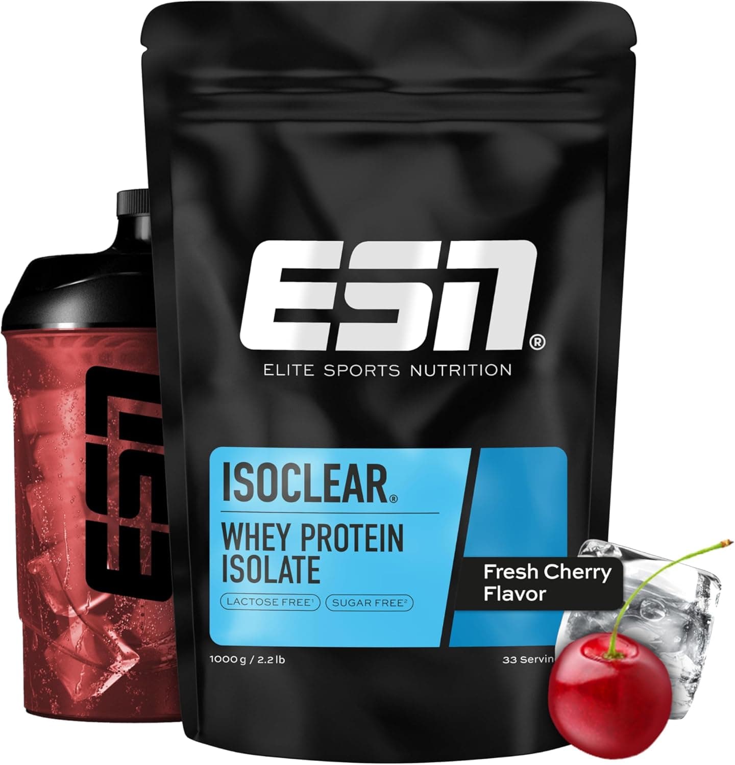 ESN ISOCLEAR Whey Isolate Protein Powder, Cereza fresca, 1000 g
