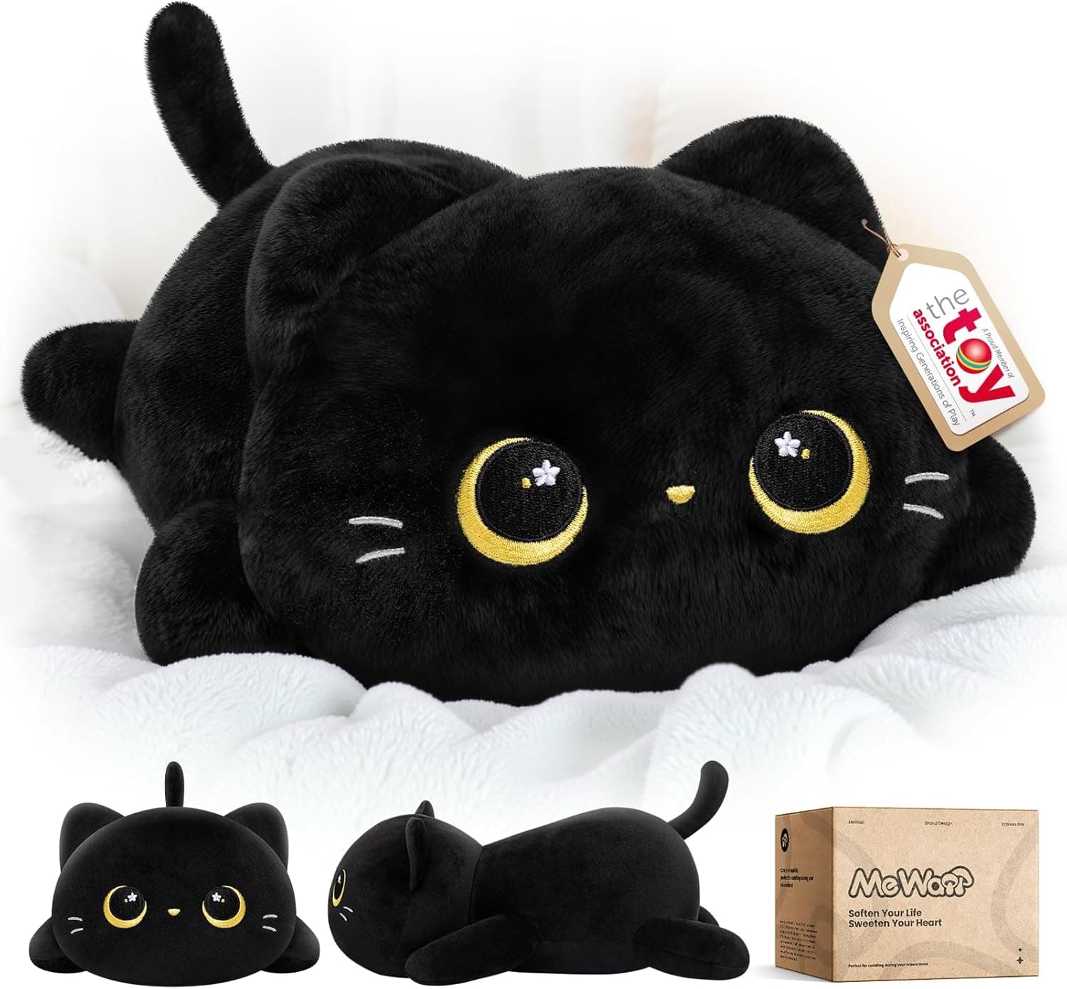 Mewaii Peluche Gato Negro Kawaii, 33 cm