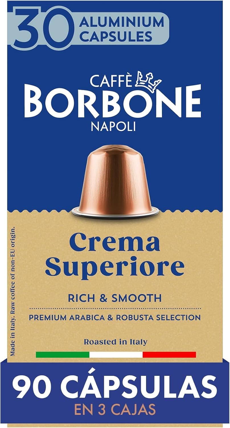 Caffè Borbone Crema Superiore - 90 Cápsulas de Café - Rica y suave - Compatibles con Máquinas de Café Nespresso®* para uso doméstico