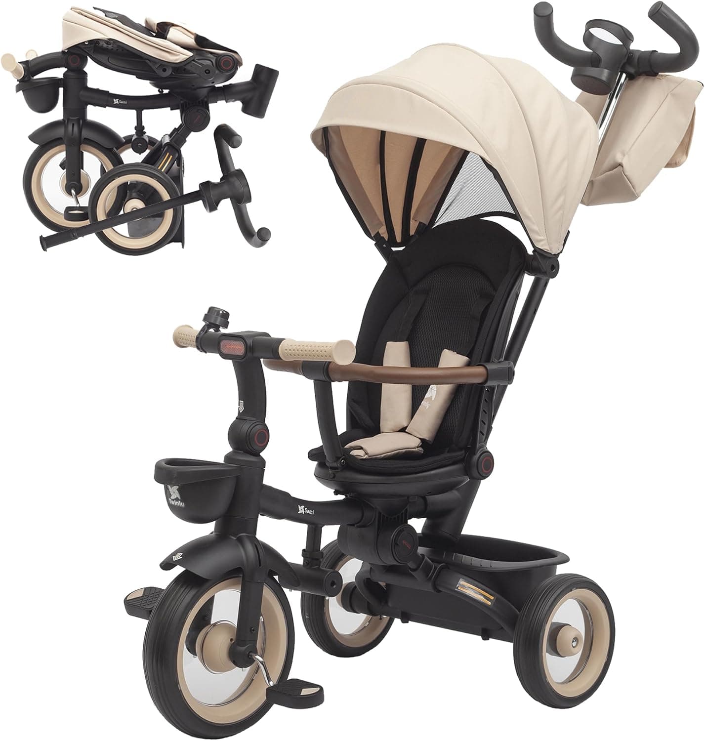 Twinly Triciclo Evolutivo Bebé Plegable Sami, Beige