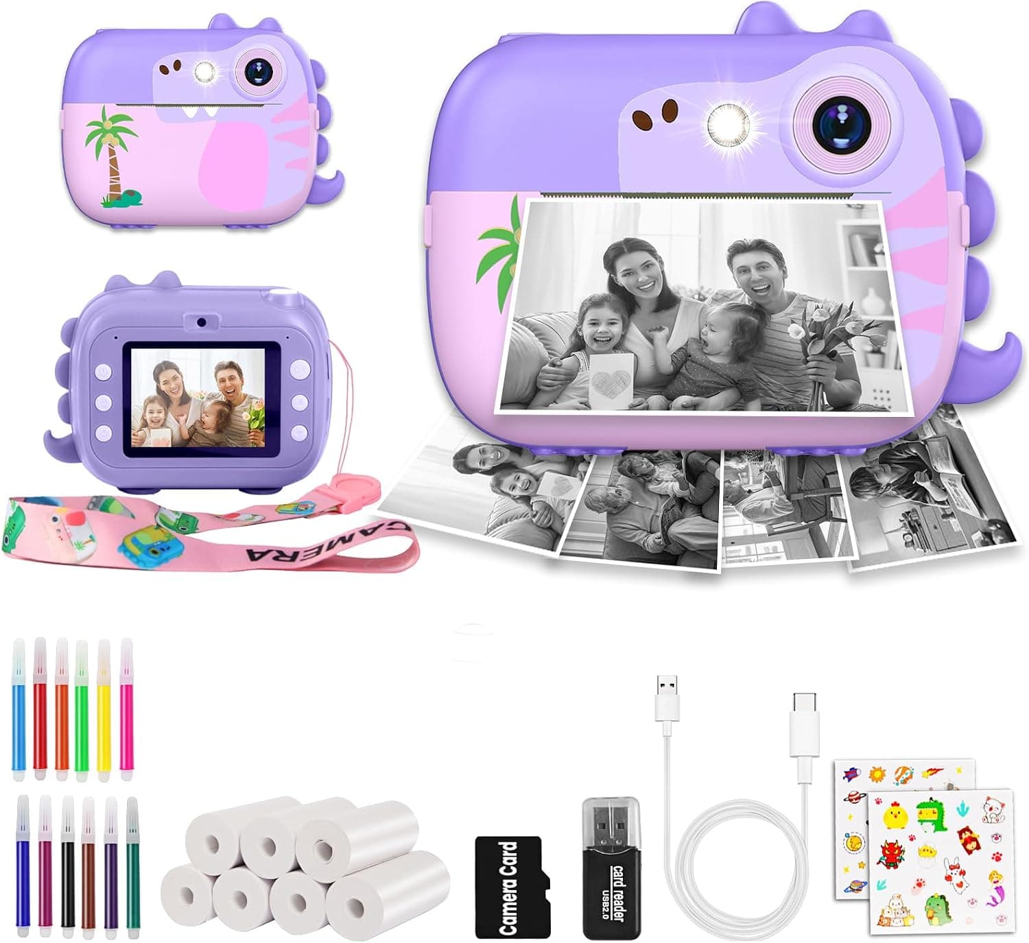 ARNSSIEN Camara Fotos Infantil Instantanea con 7 Rollos，2,4"Camara Infantil