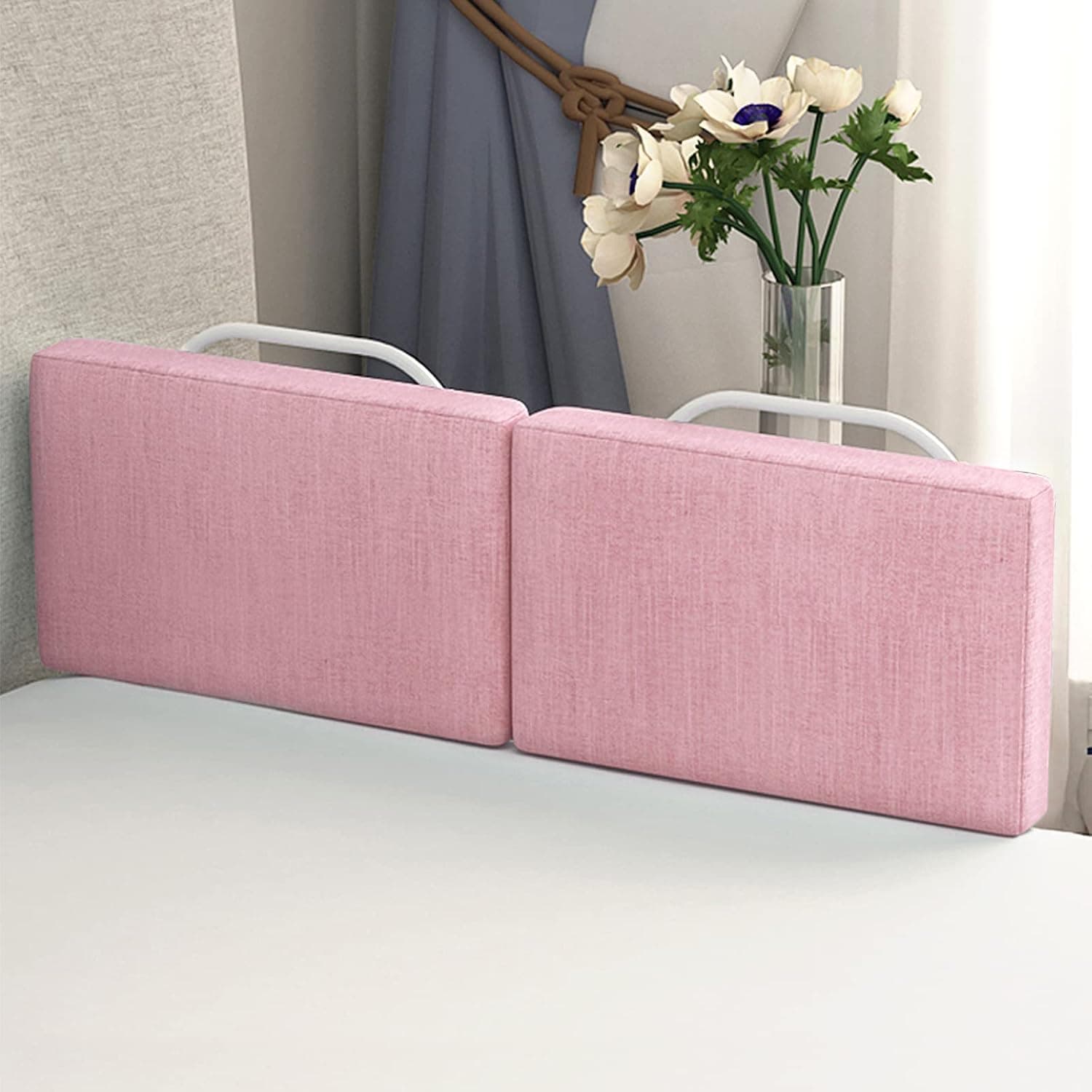 UISEBRT 2 barreras de protección para cama infantil, 50 cm, 5 agujeros, altura regulable, protección anticaídas, para cama familiar y cama infantil (100 cm, rosa cerezo)